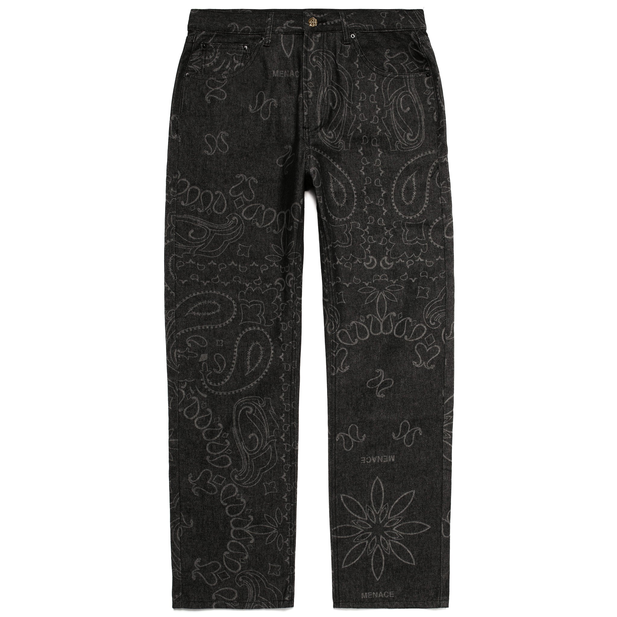 LASER ENGRAVED PAISLEY DENIM PANTS