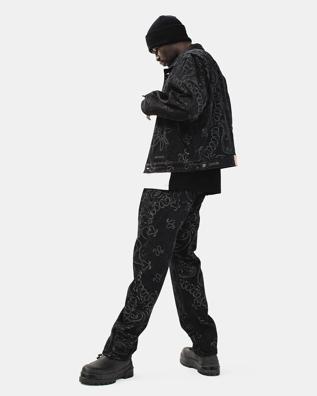 LASER ENGRAVED PAISLEY DENIM PANTS - Image 8