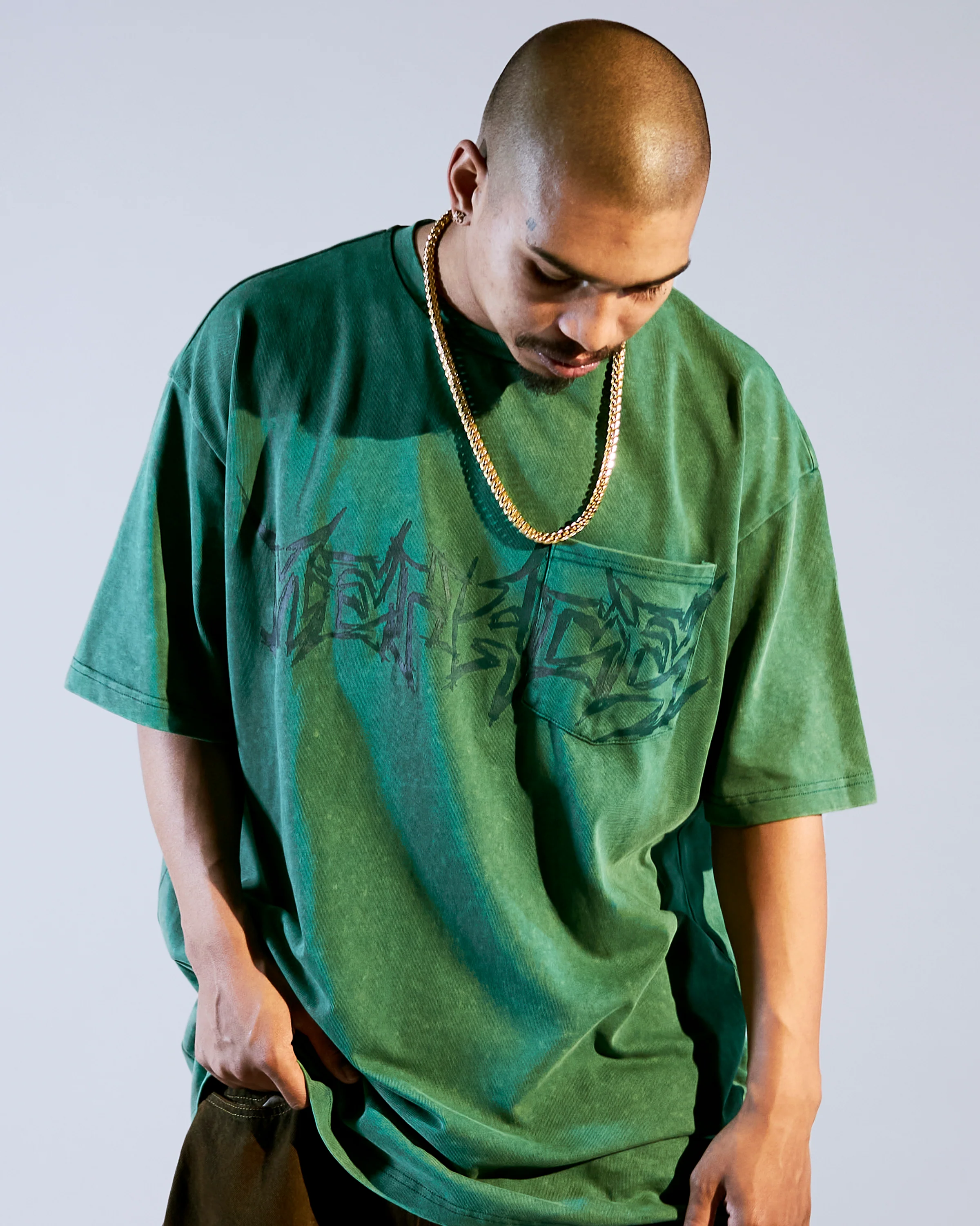 GOD WILLING POCKET T-SHIRT GREEN - Image 3
