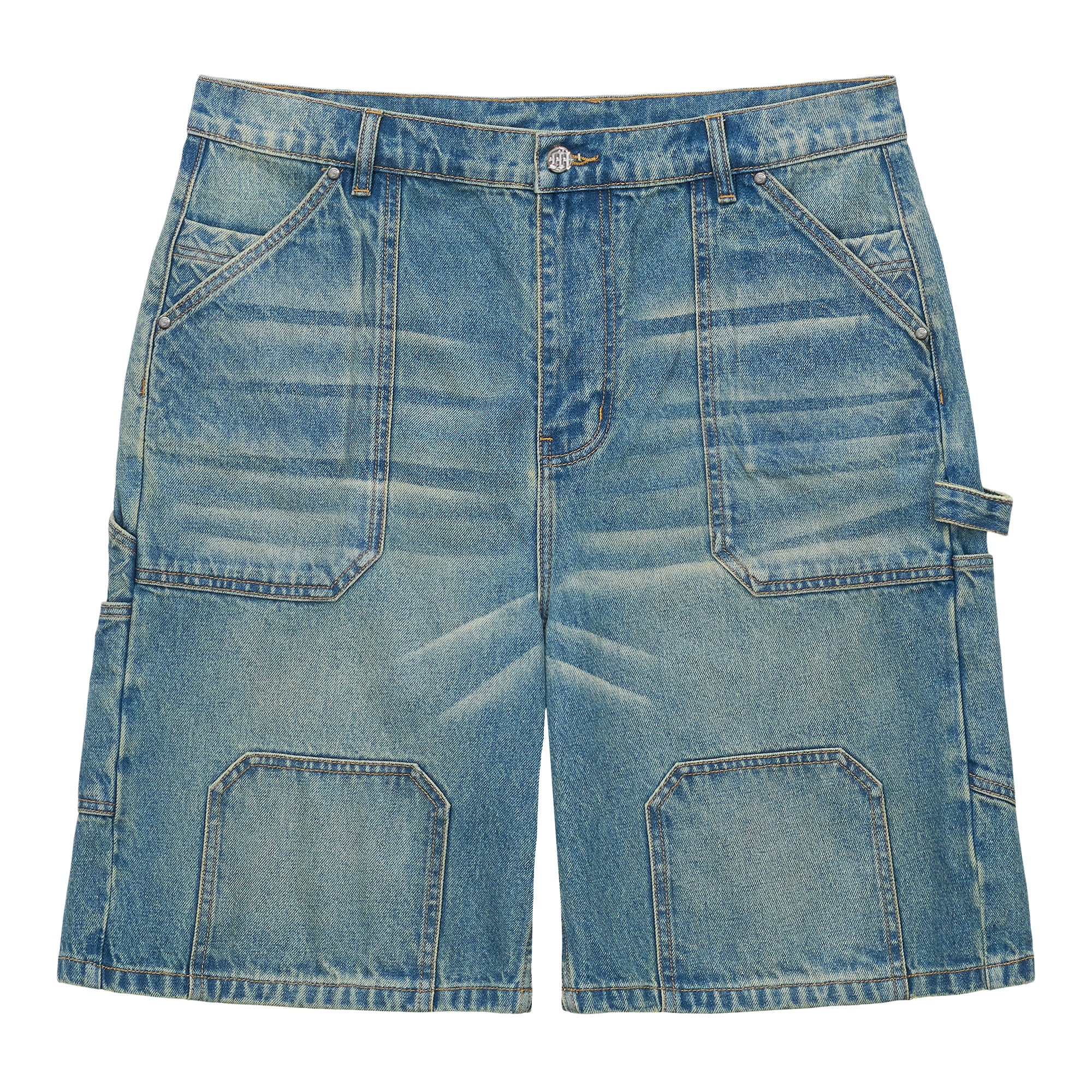 STEEL EMBOSSED DENIM CARPENTER SHORTS - Image 2