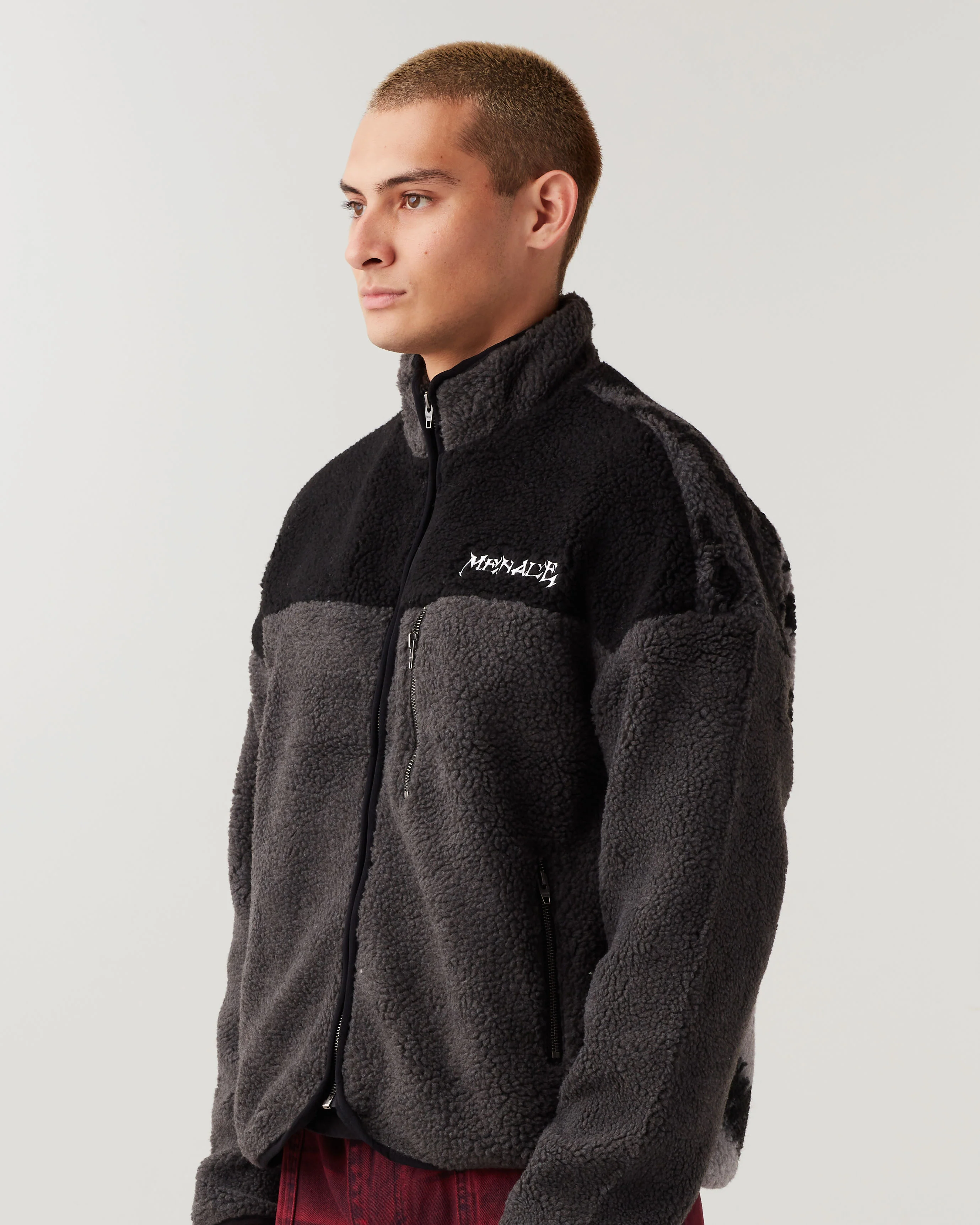BLACK TIGER SHERPA FLEECE ZIP-UP JACKET - Image 5
