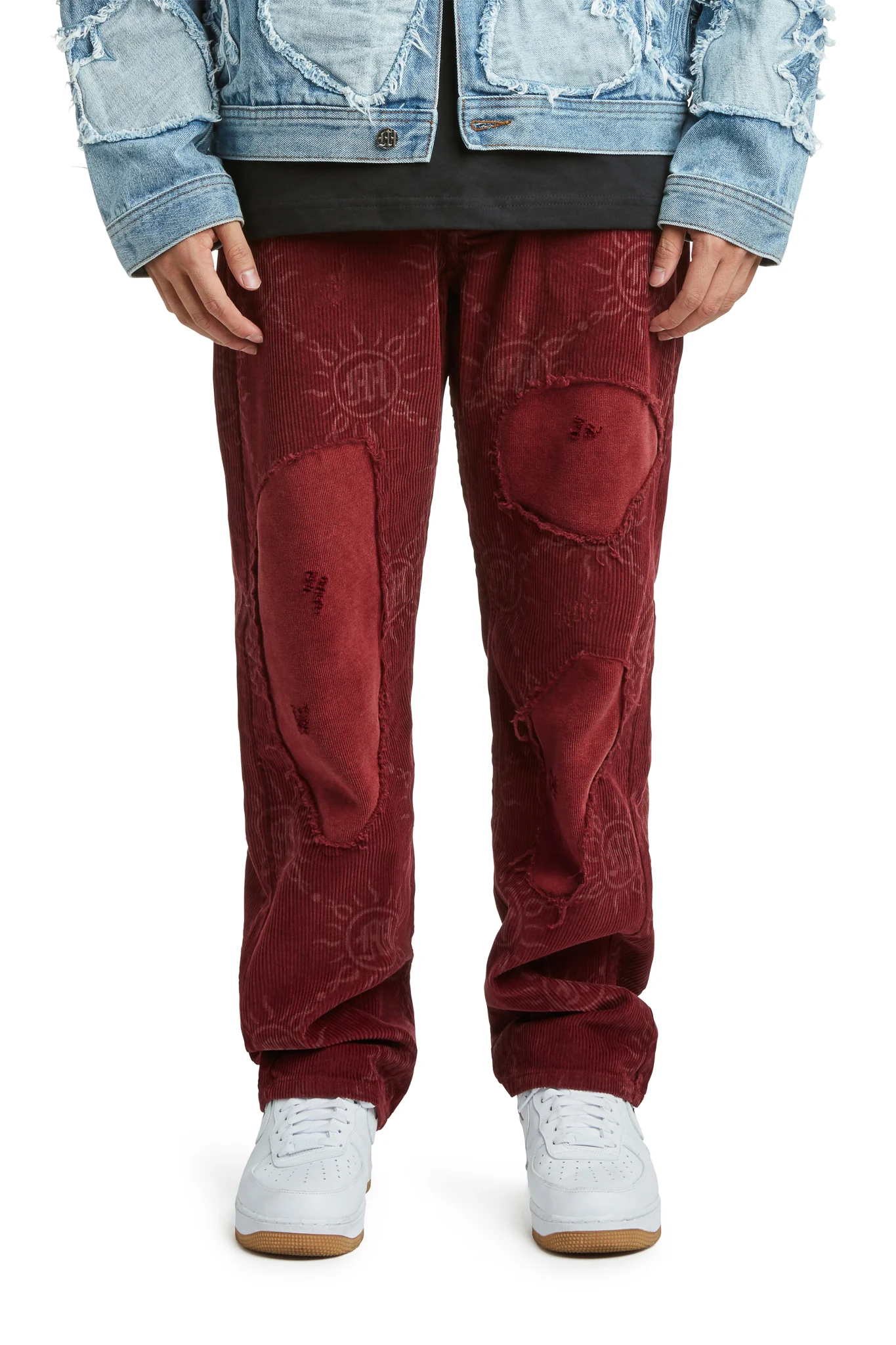 MONOGRAM CORDUROY DISTRESSED PANTS - Image 3