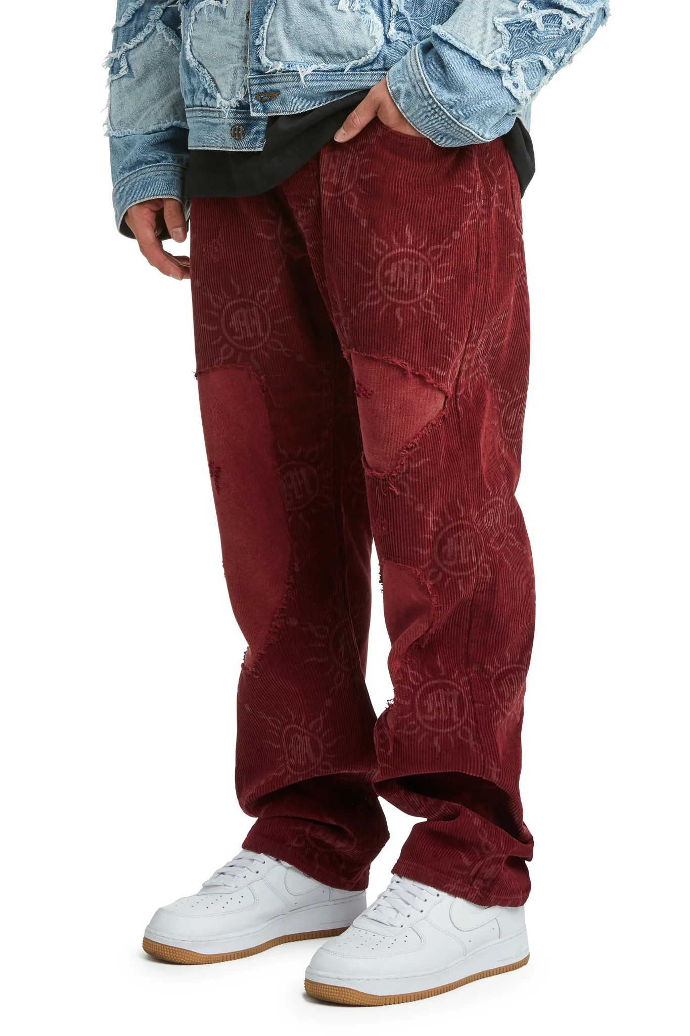 MONOGRAM CORDUROY DISTRESSED PANTS - Image 4