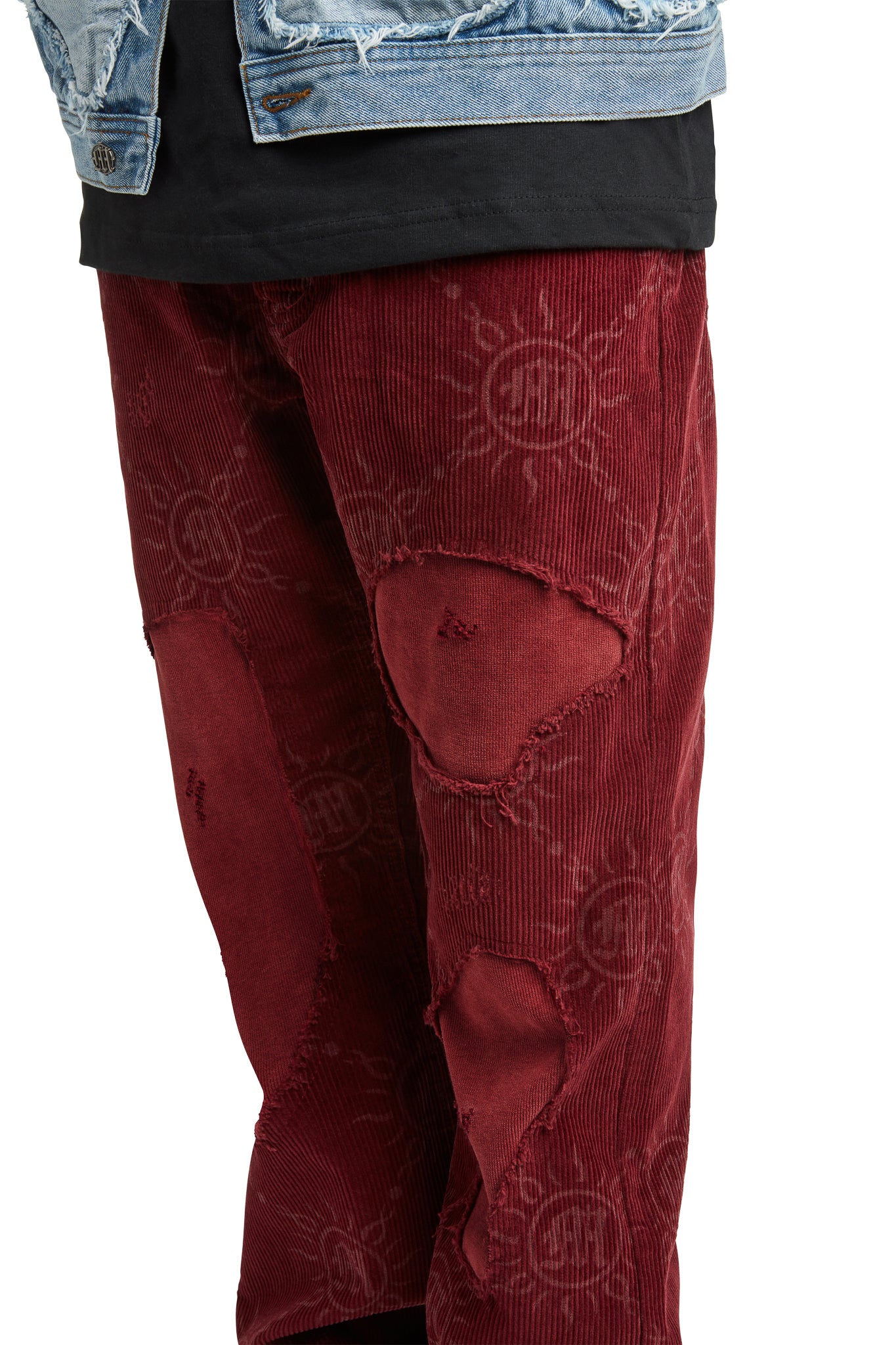 MONOGRAM CORDUROY DISTRESSED PANTS - Image 5