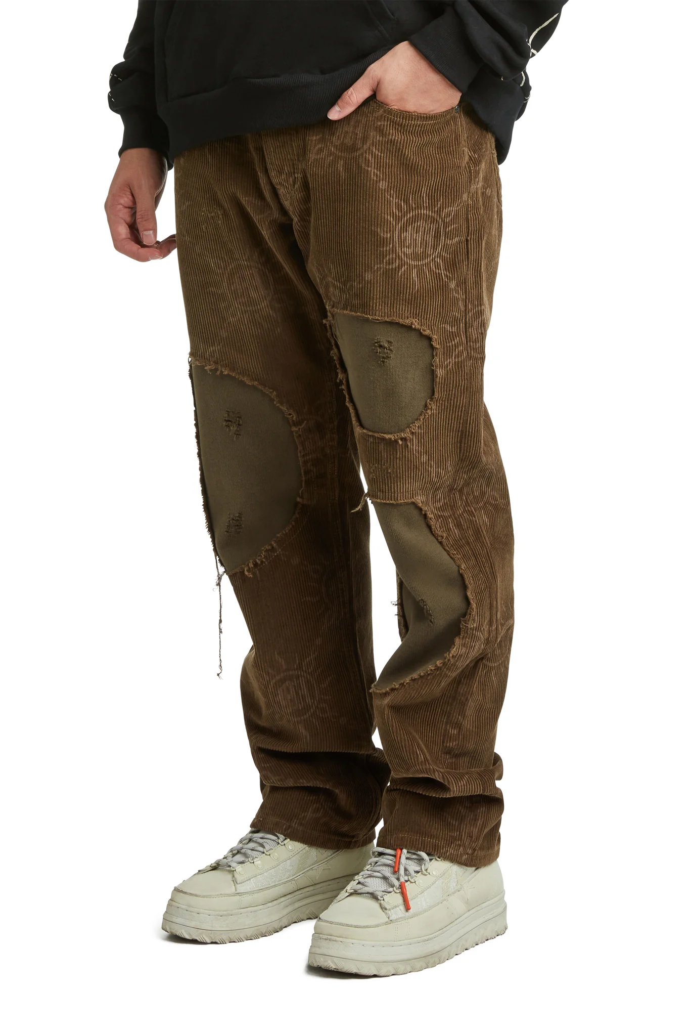 MONOGRAM CORDUROY DISTRESSED PANTS - Image 4