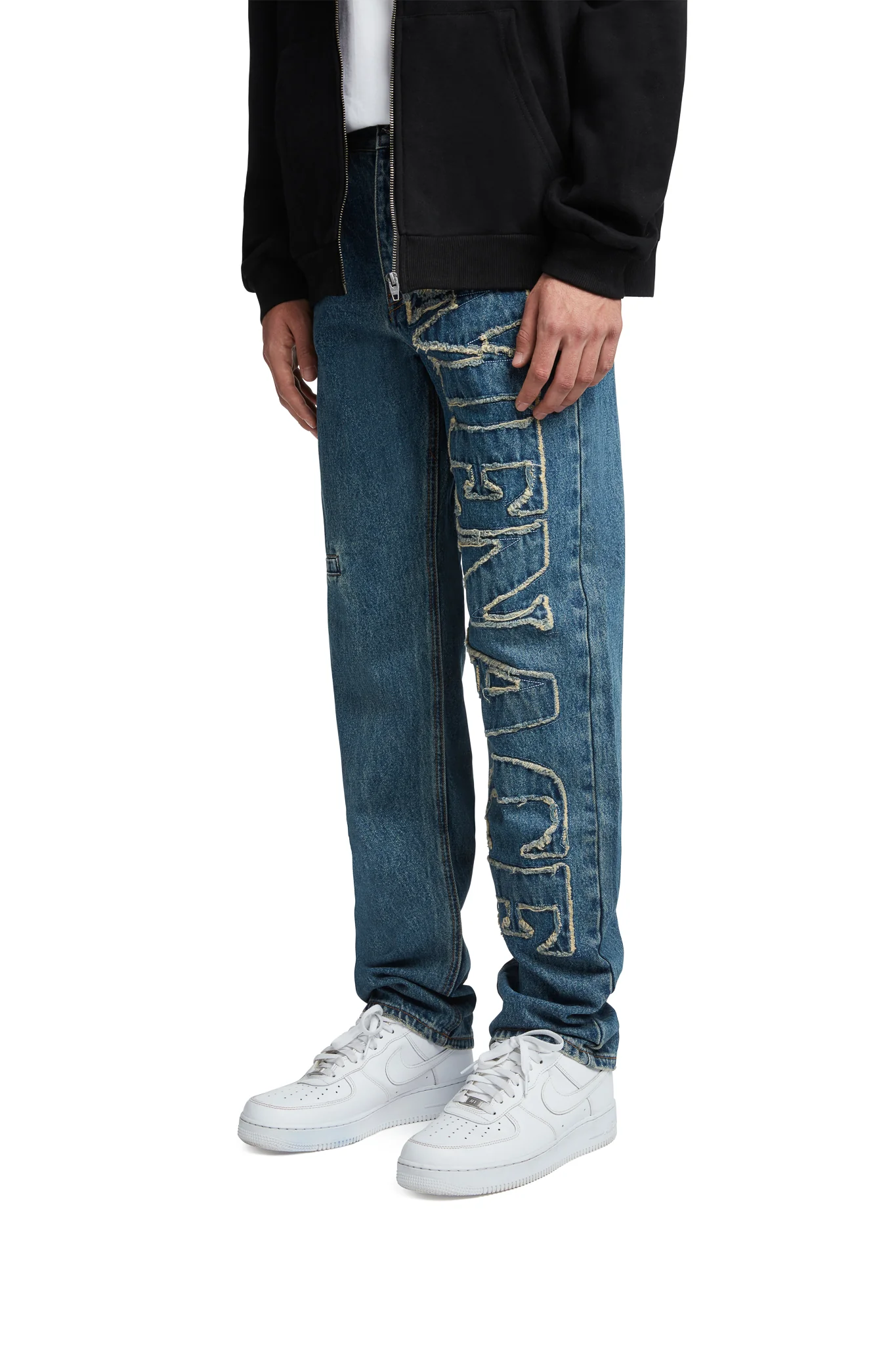 DISTRESSED STENCIL DENIM PANTS - Image 3