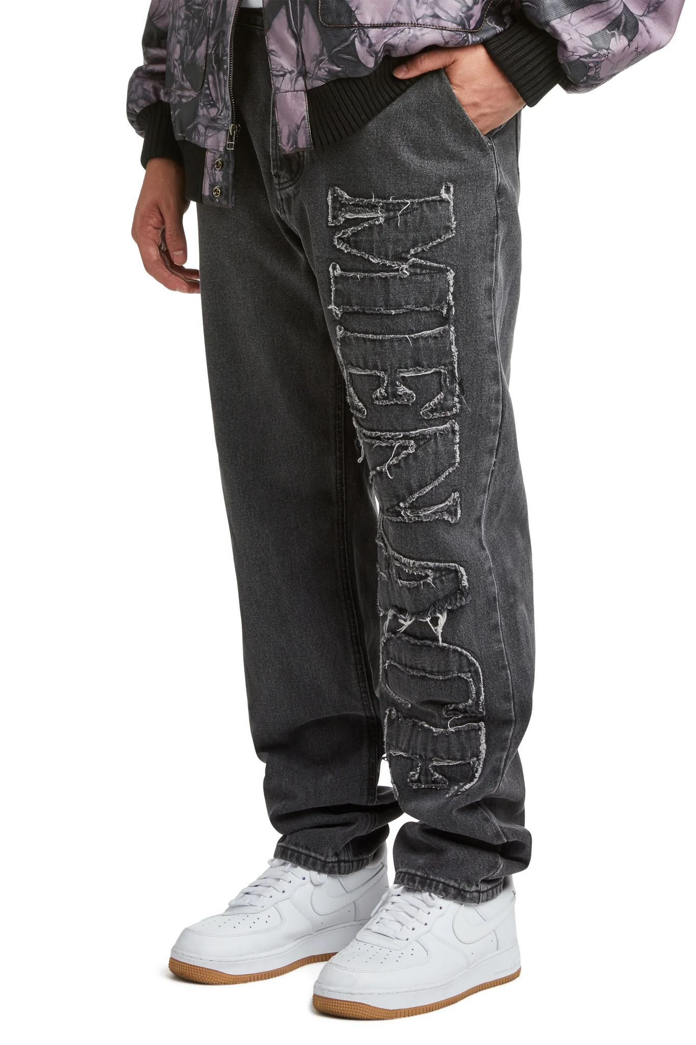 DISTRESSED STENCIL DENIM PANTS - Image 4