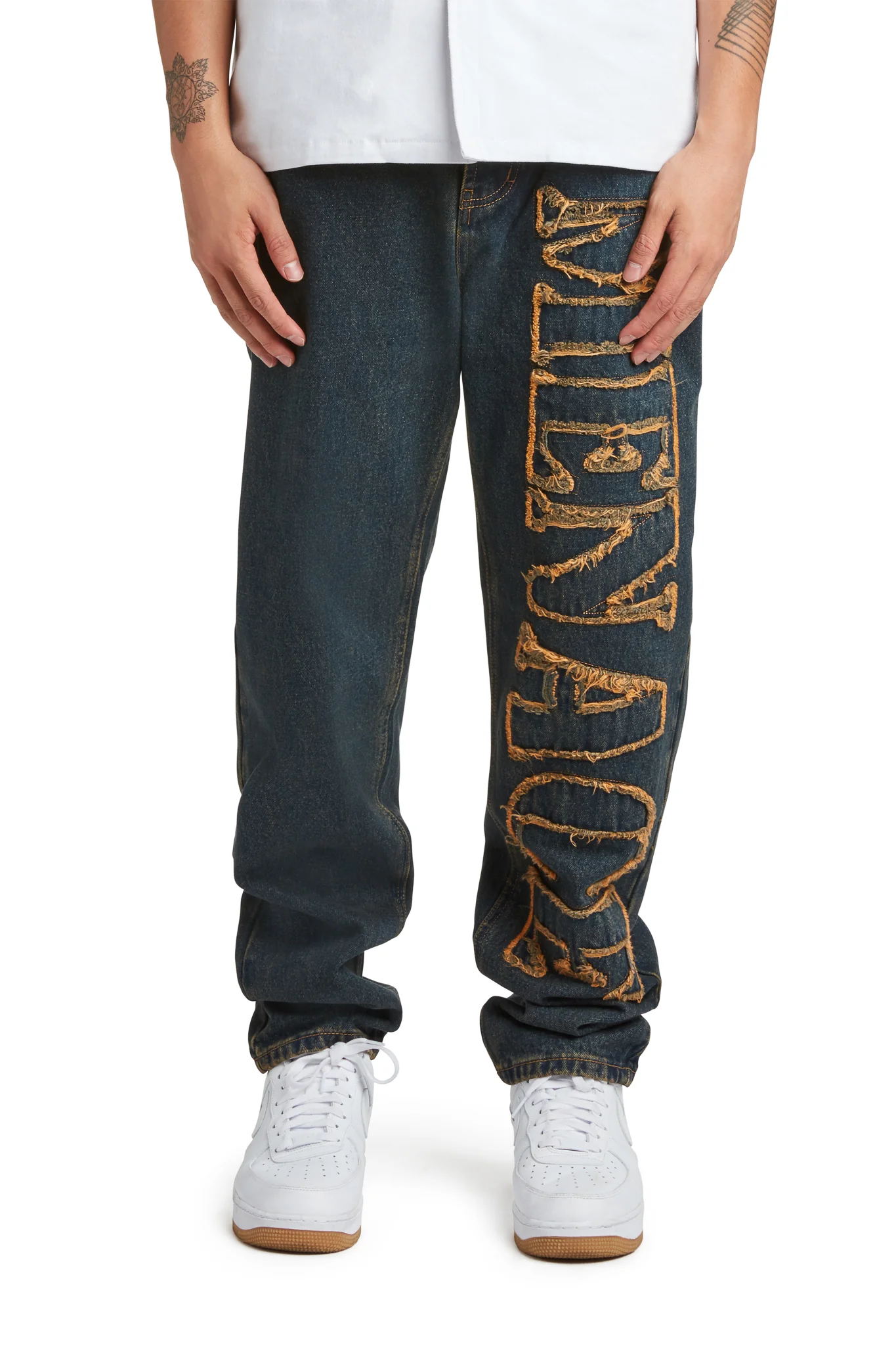 DISTRESSED STENCIL DENIM PANTS - Image 3