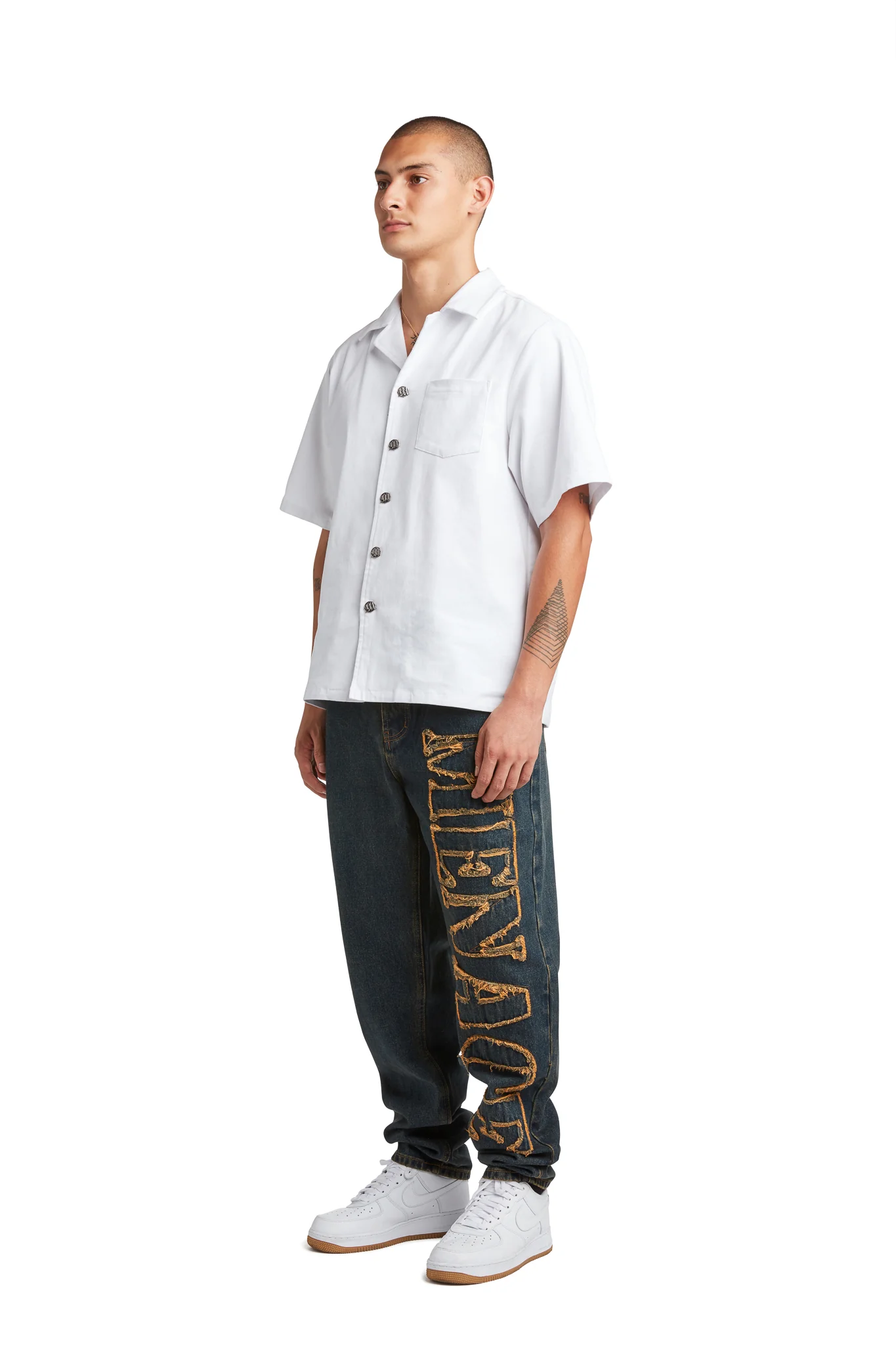 DISTRESSED STENCIL DENIM PANTS - Image 6
