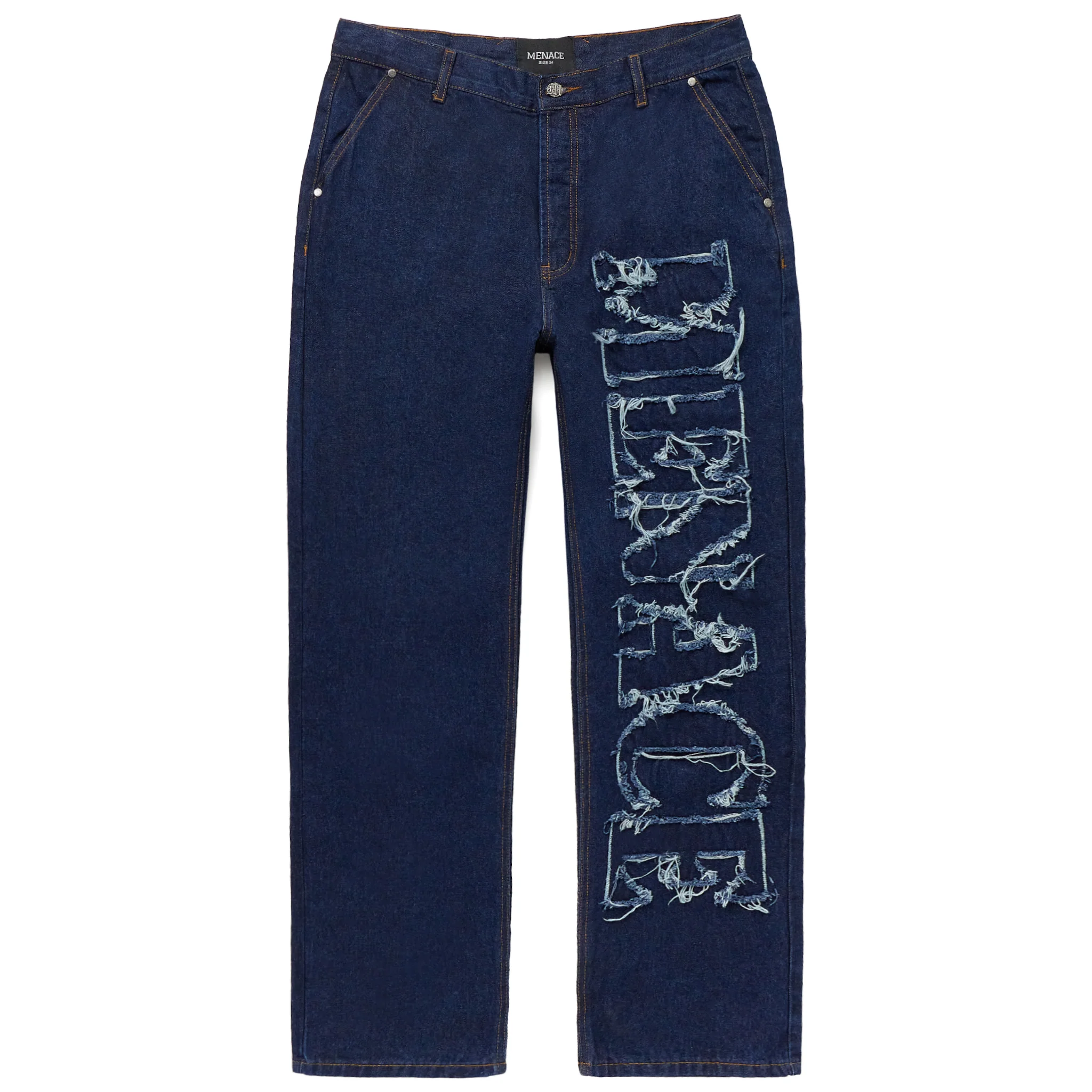 DISTRESSED STENCIL DENIM PANTS