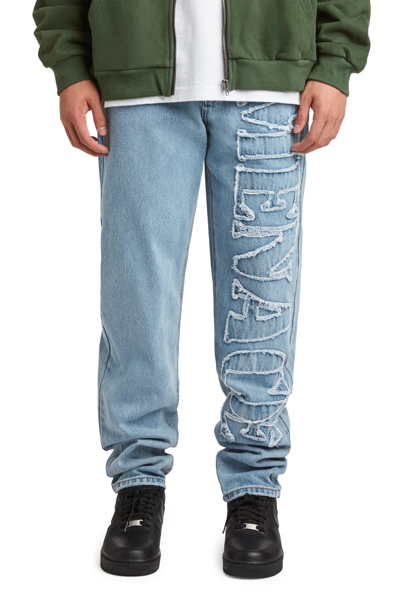 DISTRESSED STENCIL DENIM PANTS - Image 3