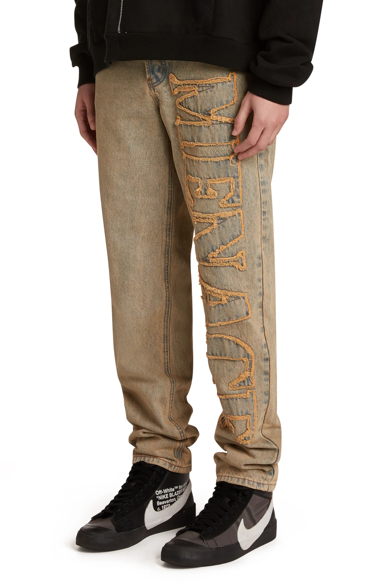 DISTRESSED STENCIL DENIM PANTS - Image 4