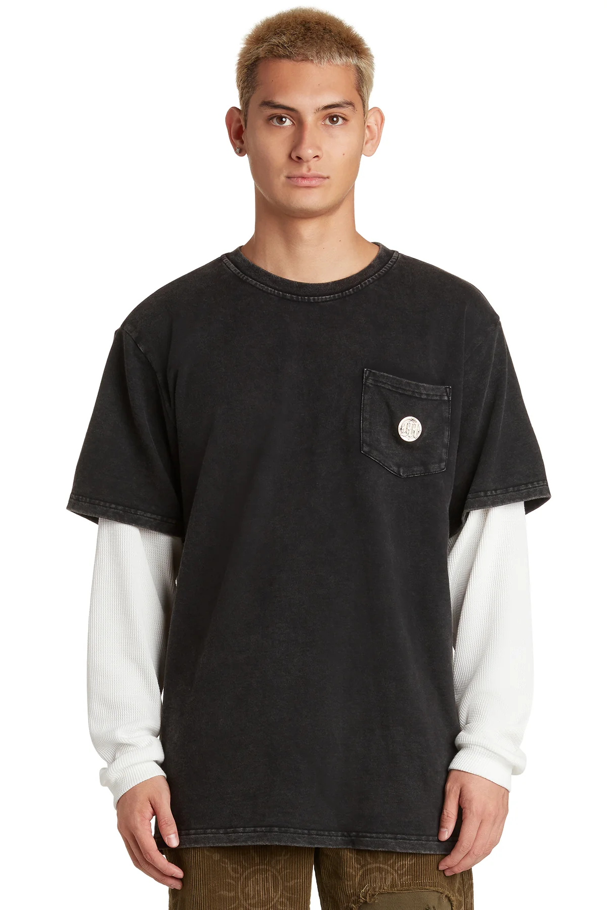 EMBOSSED LAYERED TERRY POCKET T-SHIRT - Image 3