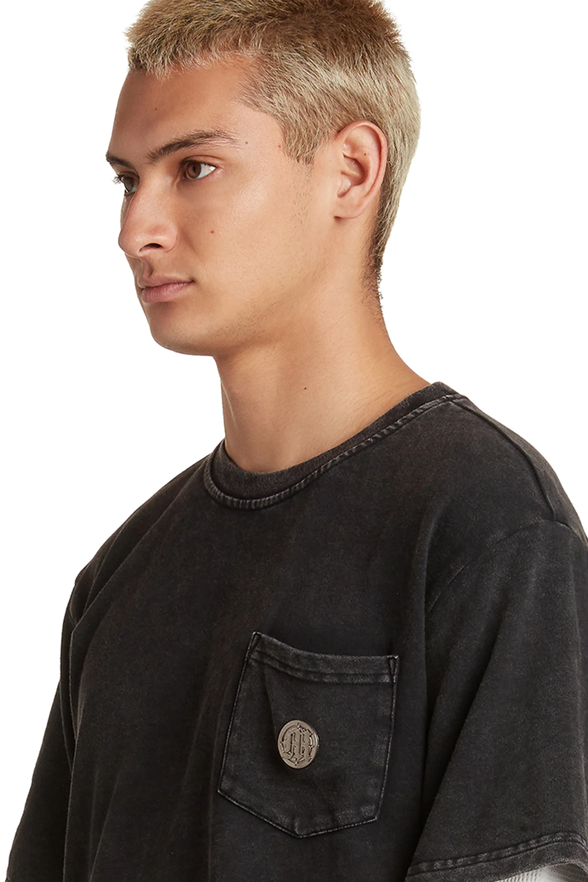 EMBOSSED LAYERED TERRY POCKET T-SHIRT - Image 5