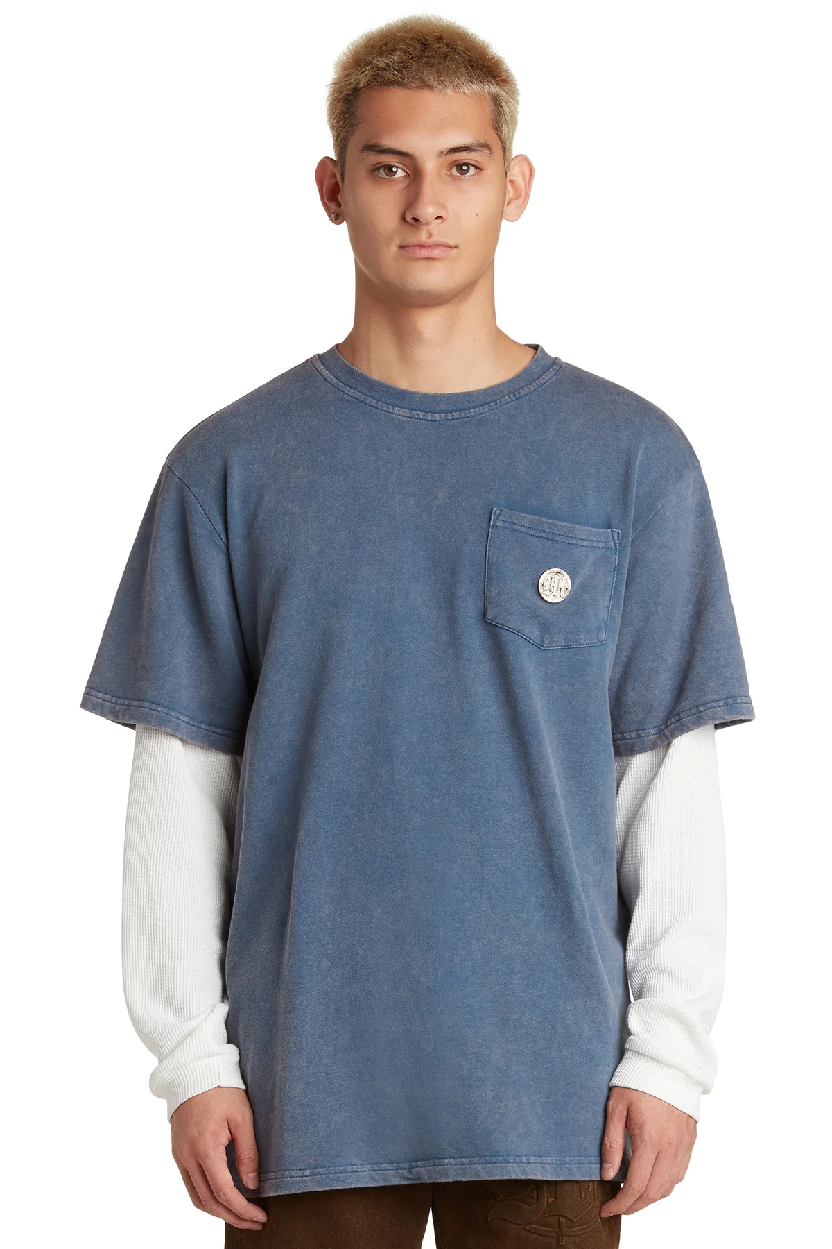 EMBOSSED LAYERED TERRY POCKET T-SHIRT - Image 3