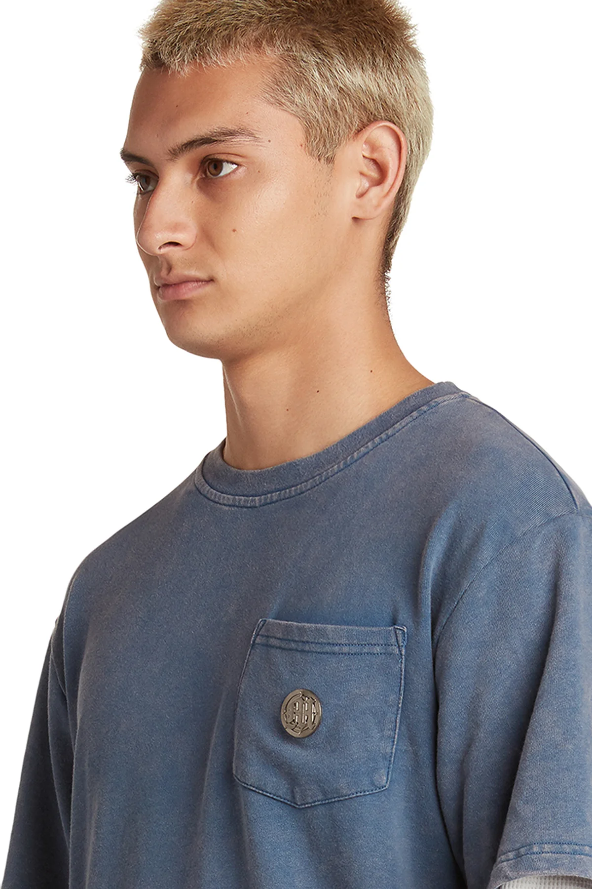 EMBOSSED LAYERED TERRY POCKET T-SHIRT - Image 5