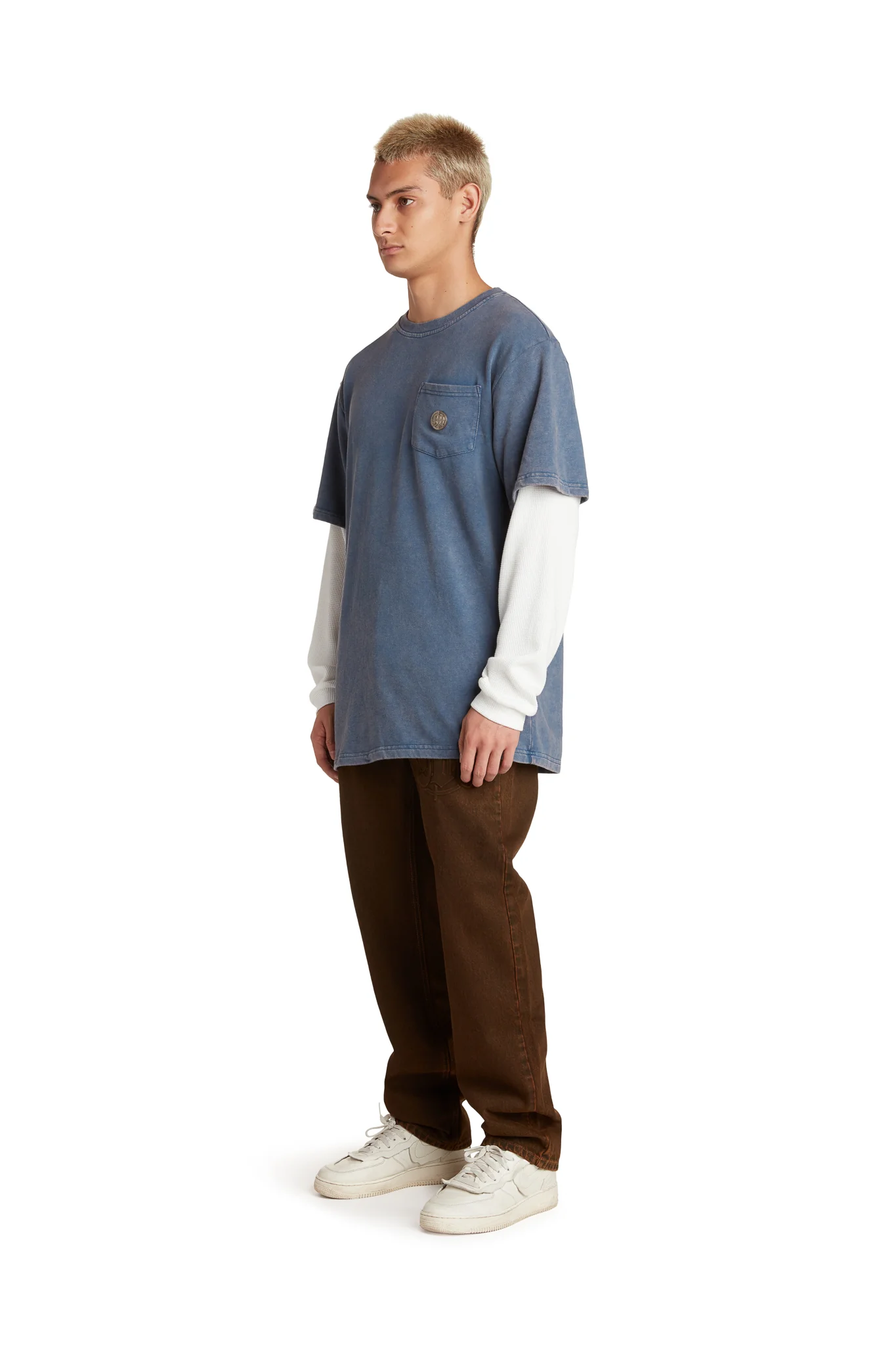 EMBOSSED LAYERED TERRY POCKET T-SHIRT - Image 6