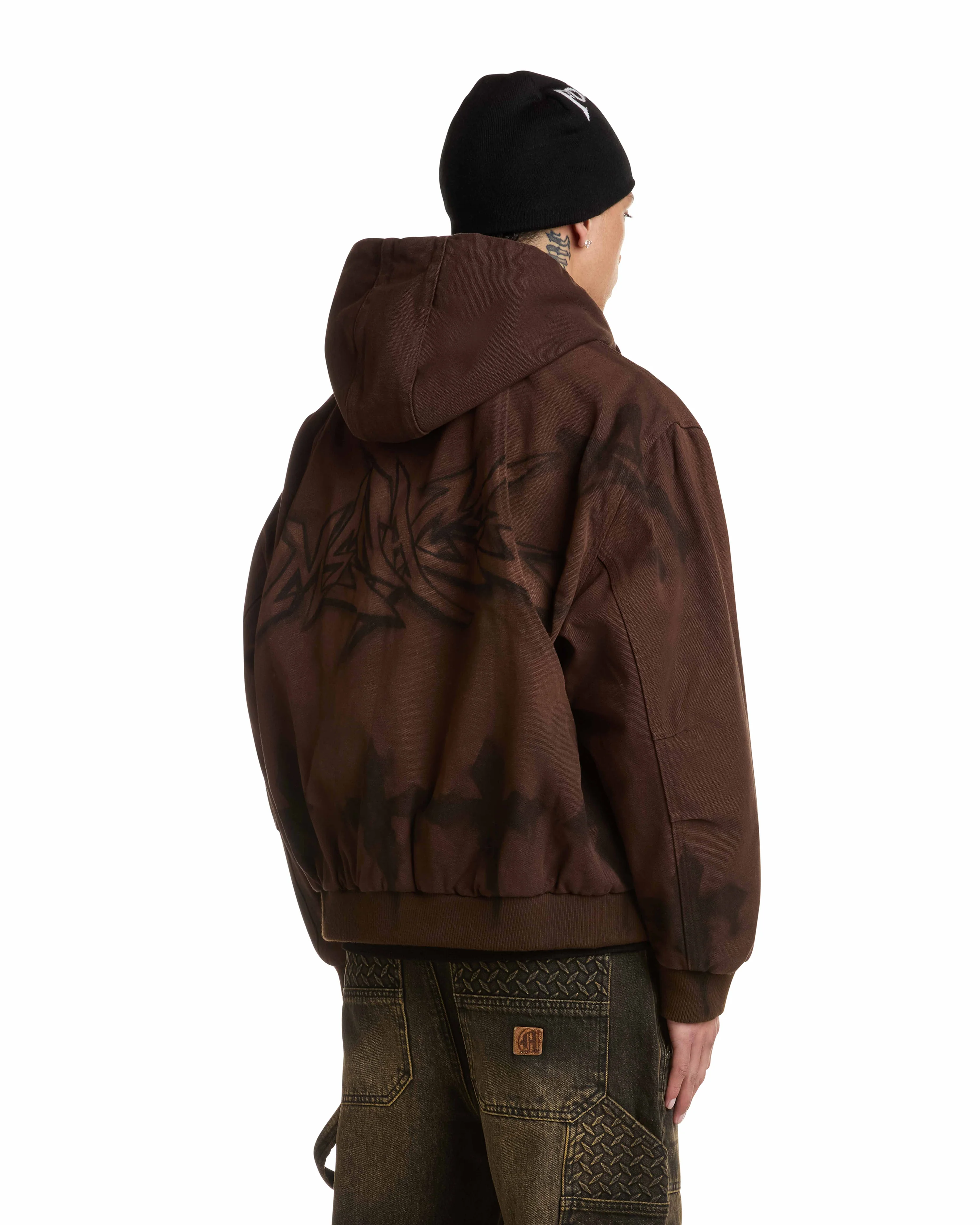 GRAFFITI STEEL EMBOSSED CANVAS HOODED JACKET - Image 4