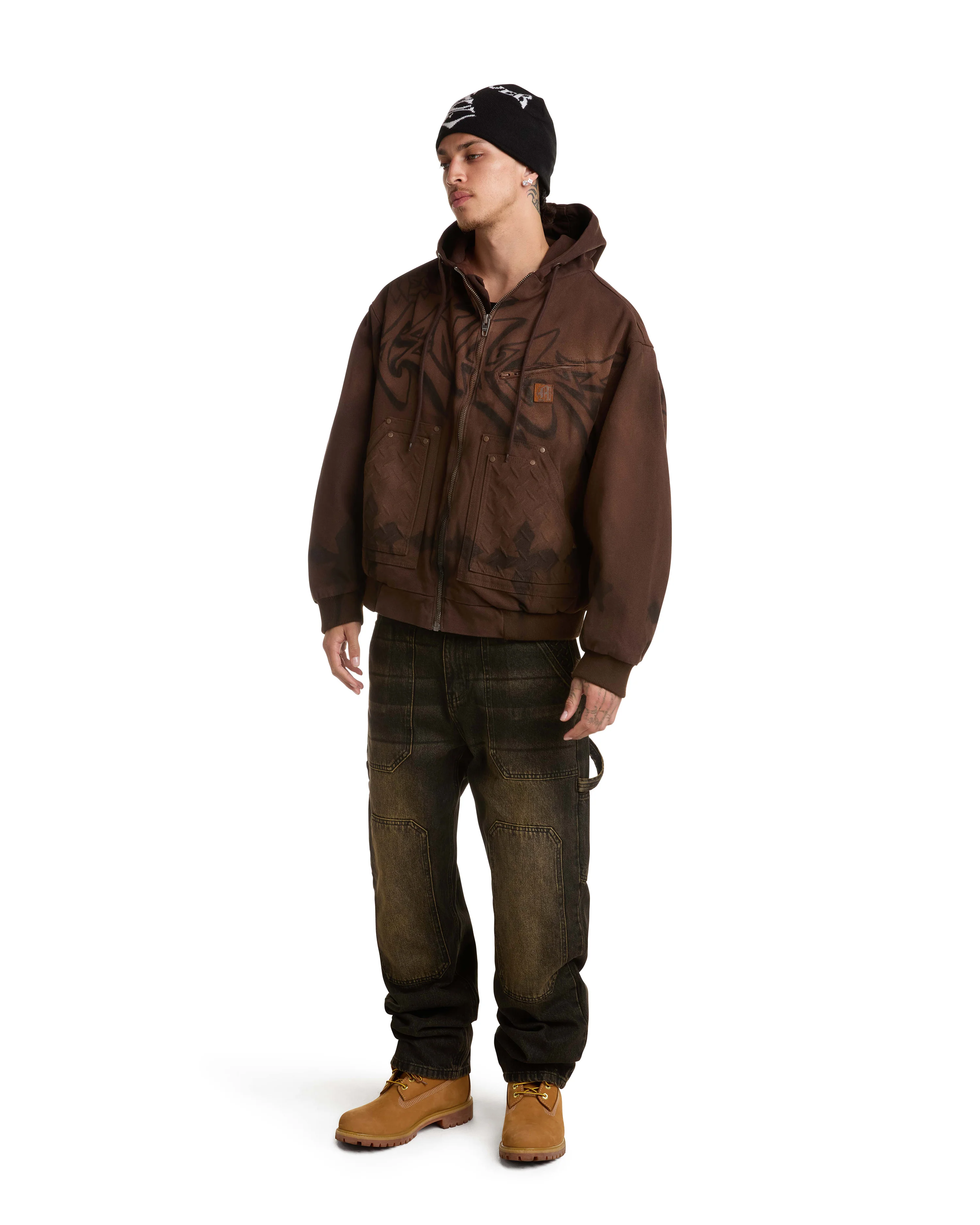 GRAFFITI STEEL EMBOSSED CANVAS HOODED JACKET - Image 5