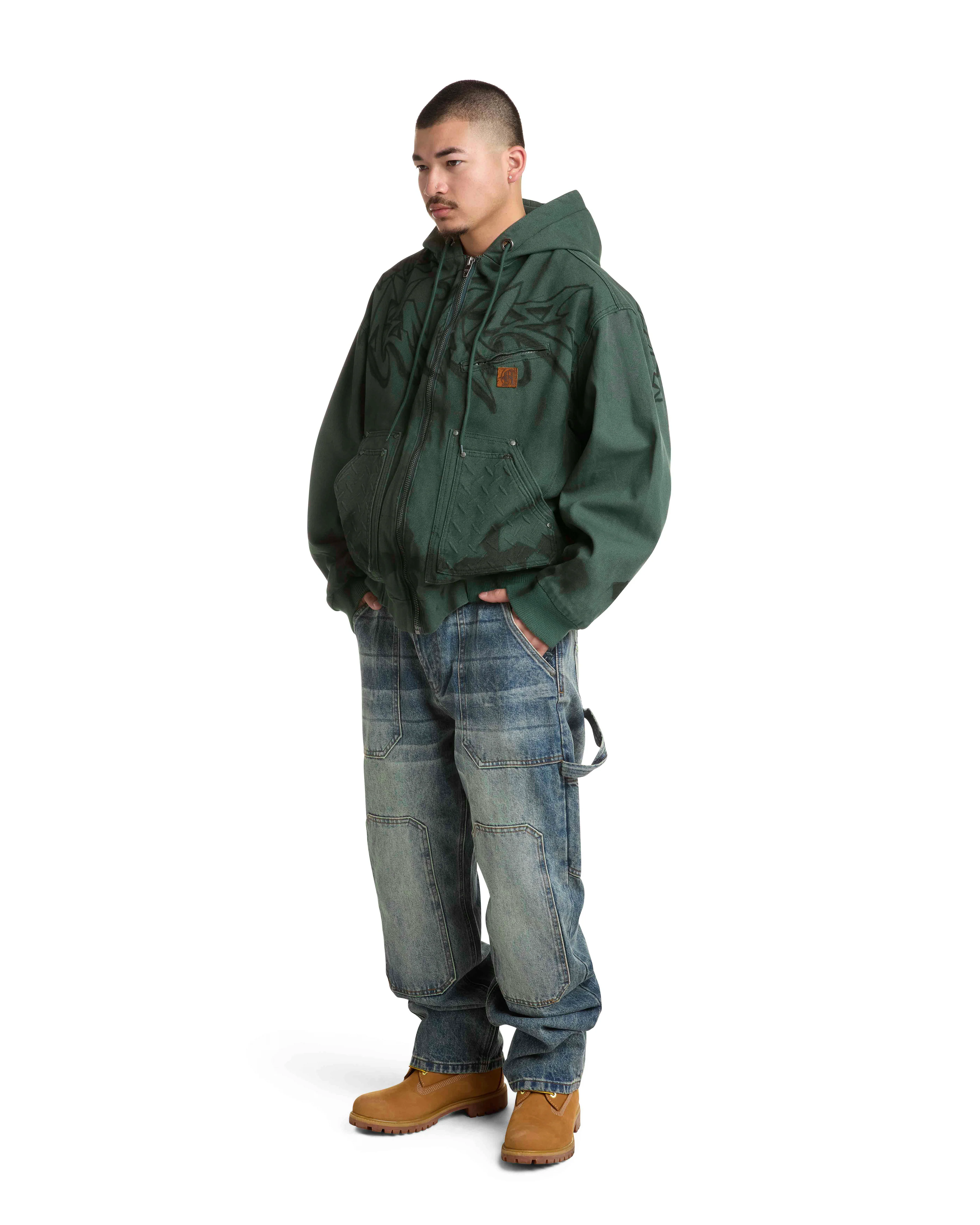 GRAFFITI STEEL EMBOSSED CANVAS HOODED JACKET - Image 5