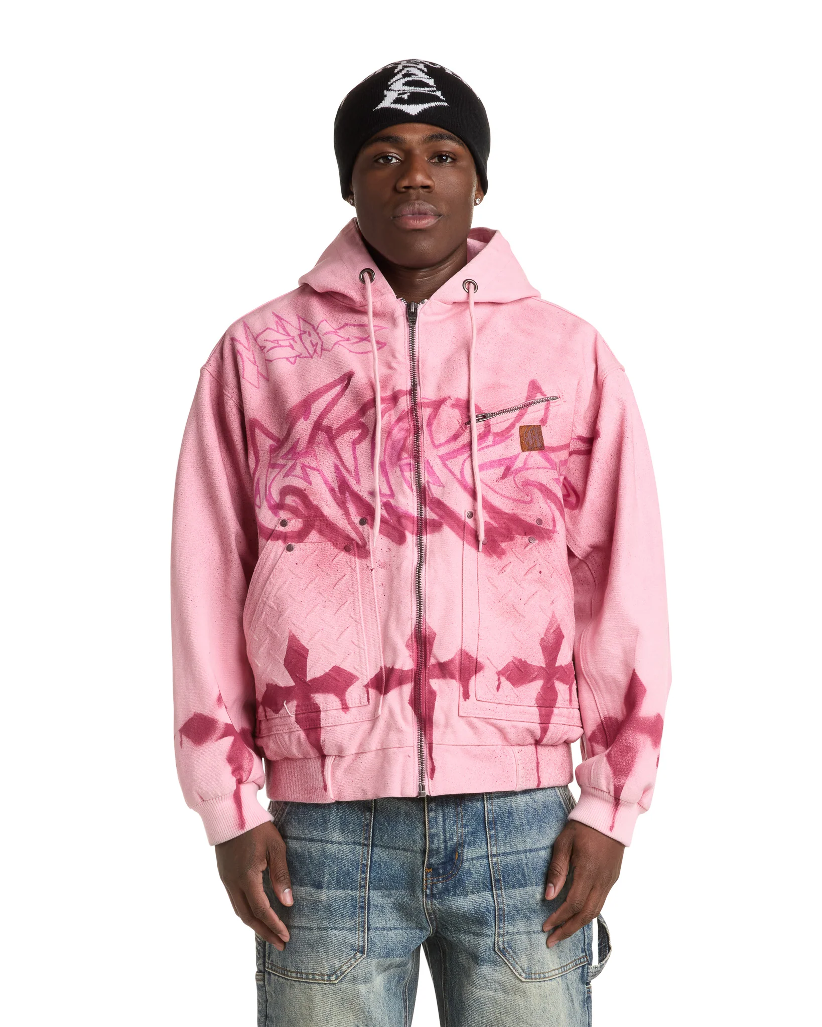 GRAFFITI STEEL EMBOSSED CANVAS HOODED JACKET - Image 3