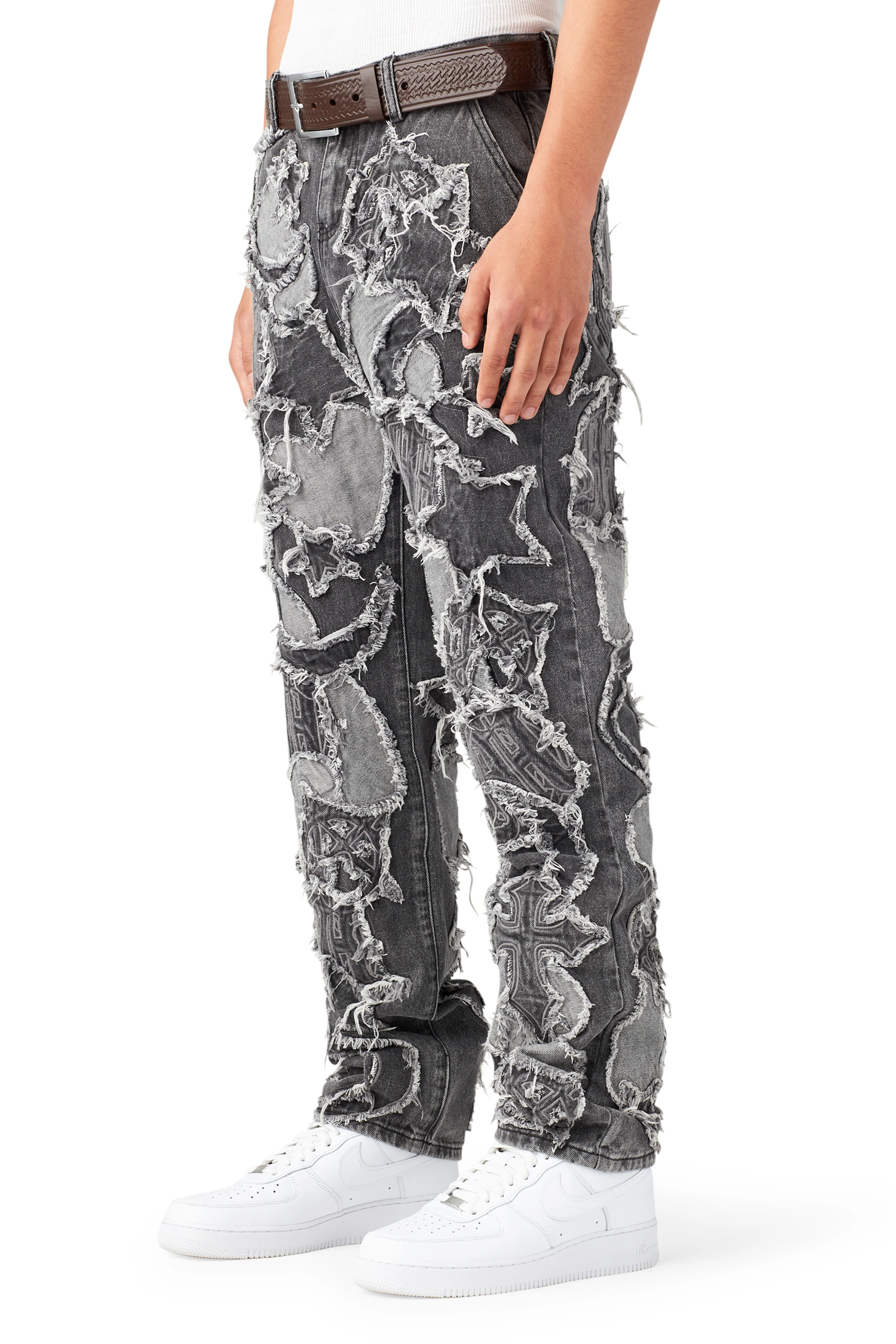 ICONOGRAPHY DENIM PATCH WORK PANTS - Image 3