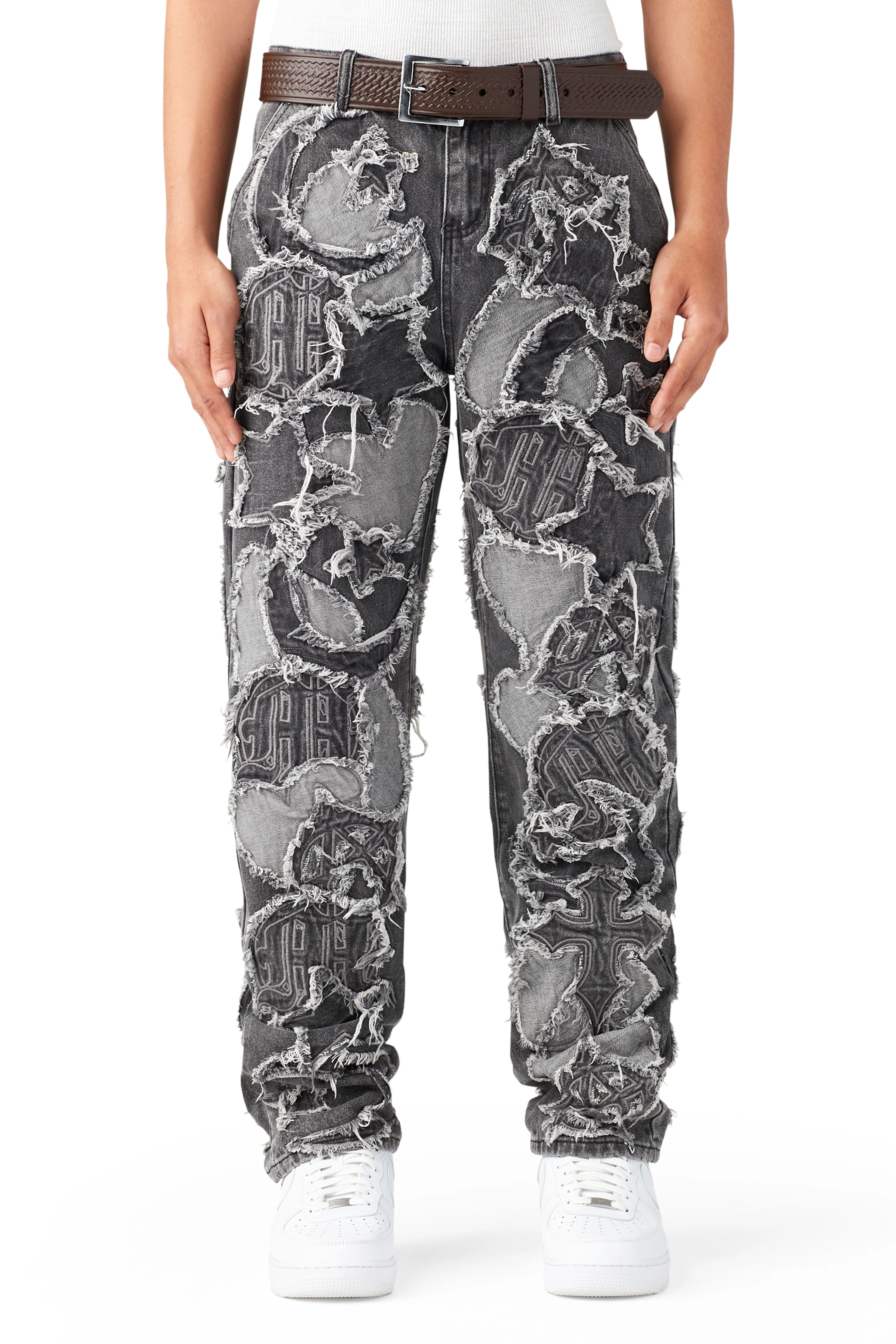 ICONOGRAPHY DENIM PATCH WORK PANTS - Image 4