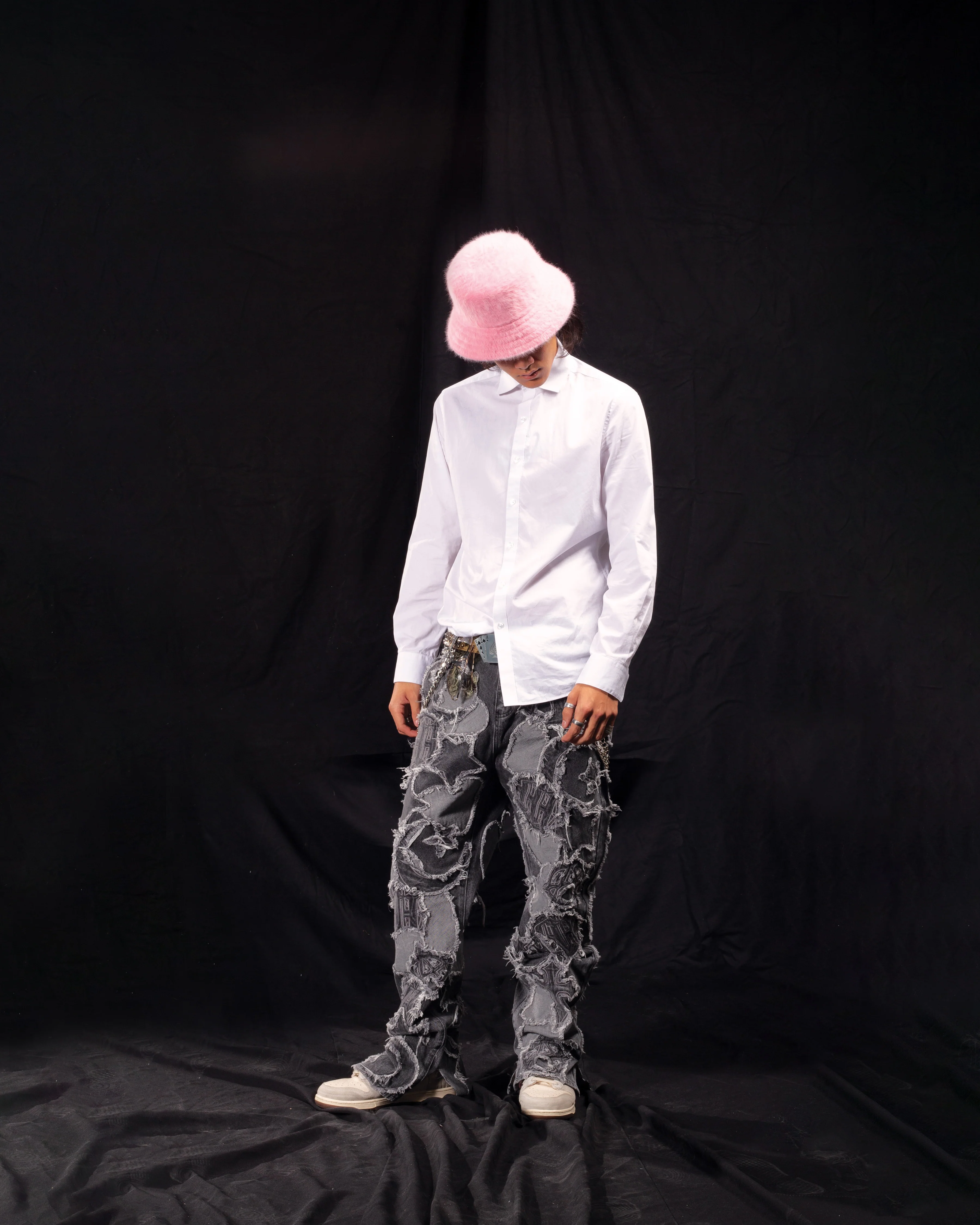 ICONOGRAPHY DENIM PATCH WORK PANTS - Image 8