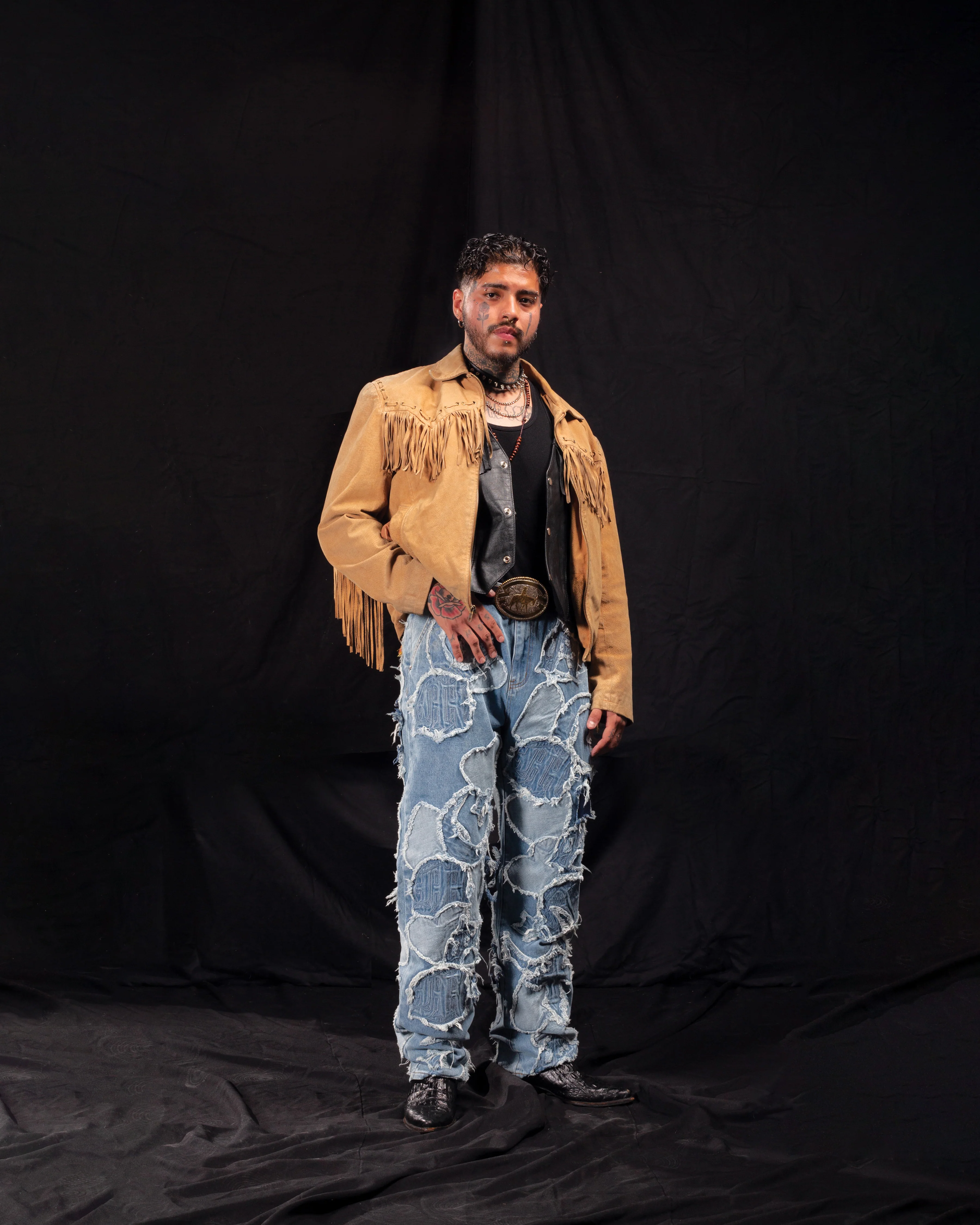ICONOGRAPHY DENIM PATCH WORK PANTS - Image 6