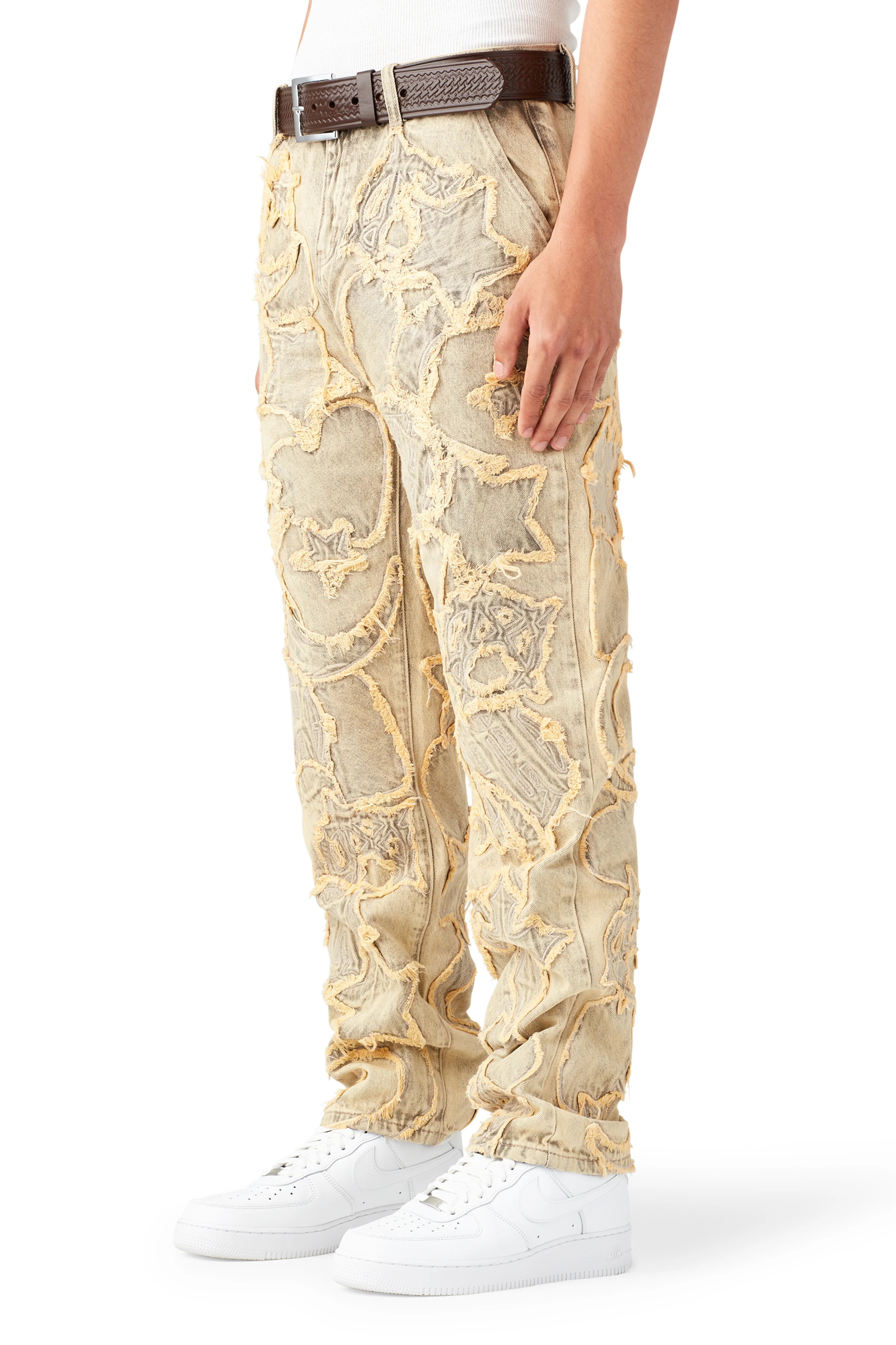ICONOGRAPHY DENIM PATCH WORK PANTS - Image 4