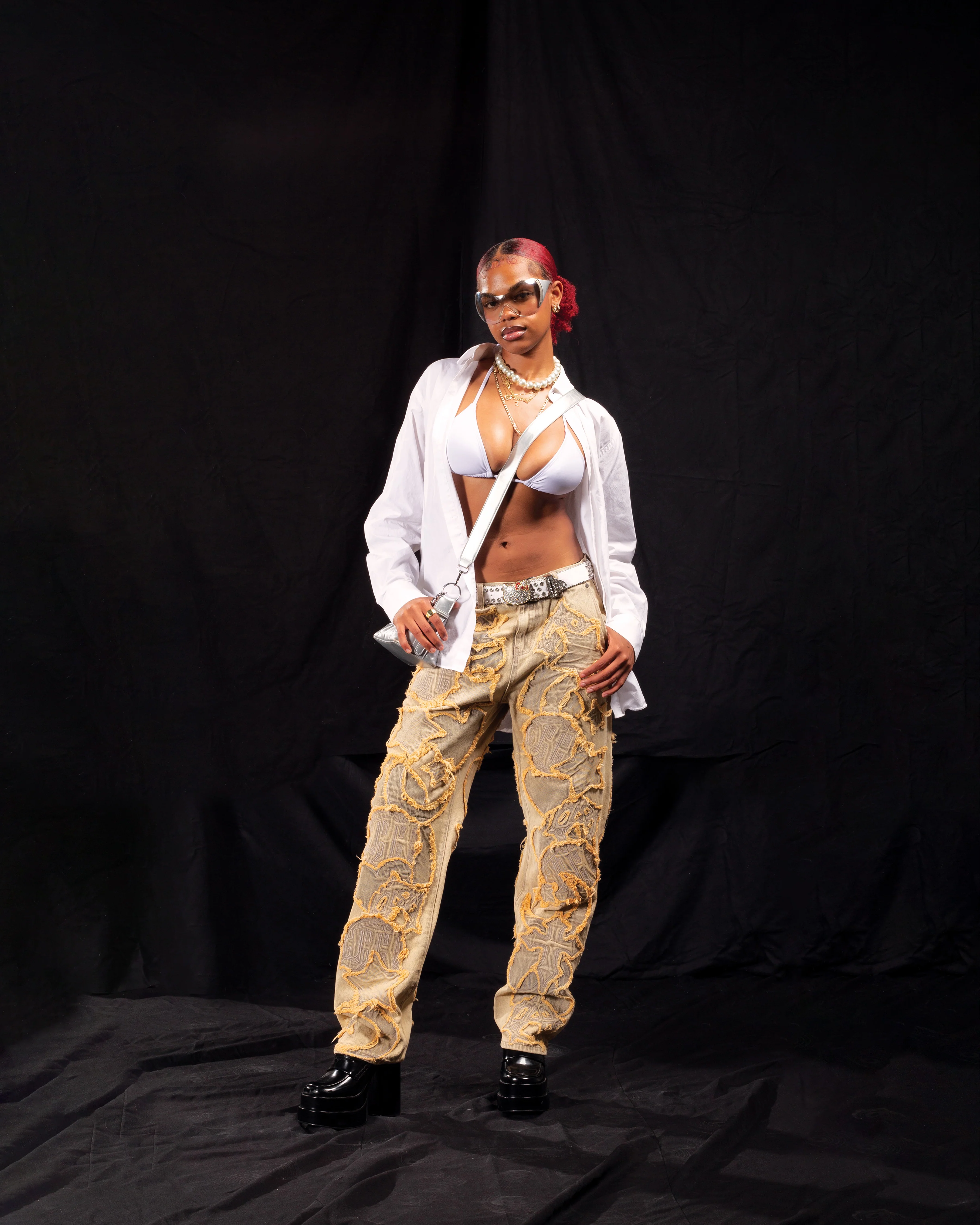 ICONOGRAPHY DENIM PATCH WORK PANTS - Image 6