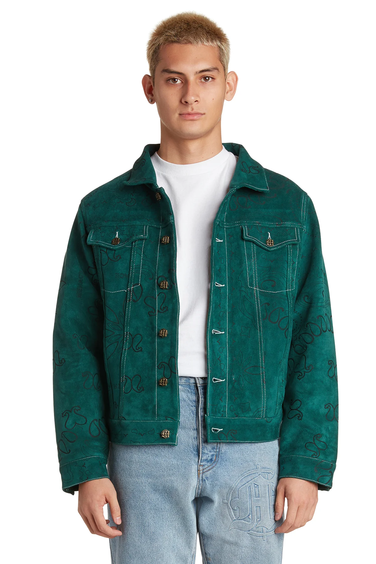 LASER ENGRAVED PAISLEY SUEDE TRUCKER JACKET - Image 3