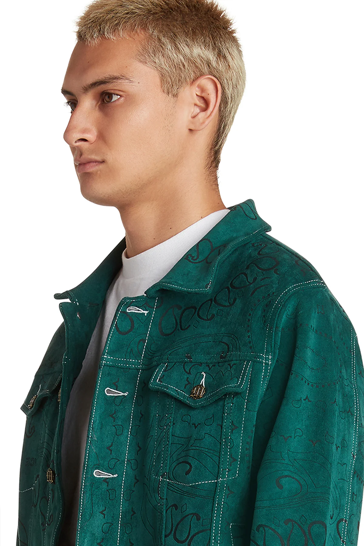 LASER ENGRAVED PAISLEY SUEDE TRUCKER JACKET - Image 5