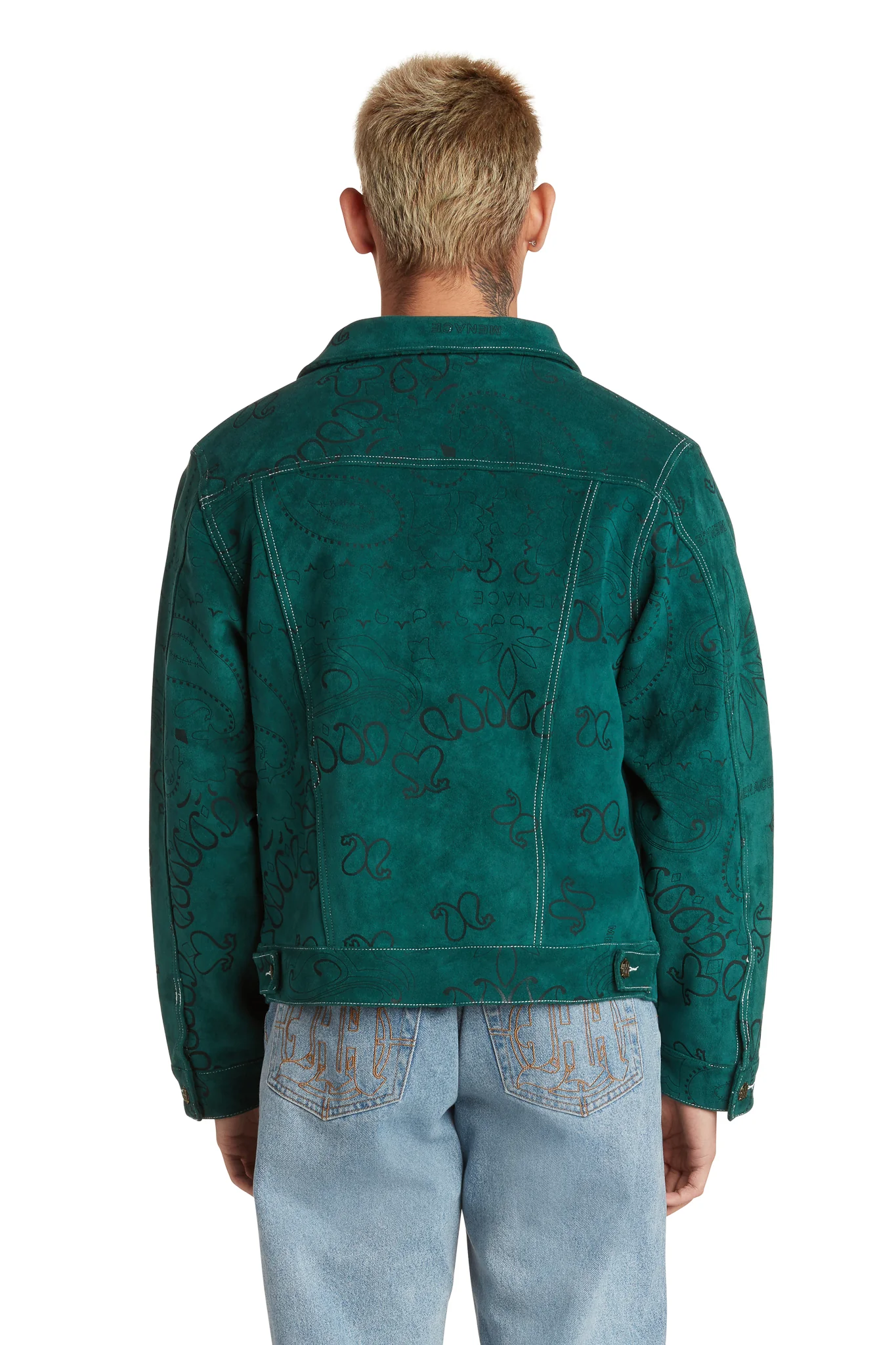 LASER ENGRAVED PAISLEY SUEDE TRUCKER JACKET - Image 6