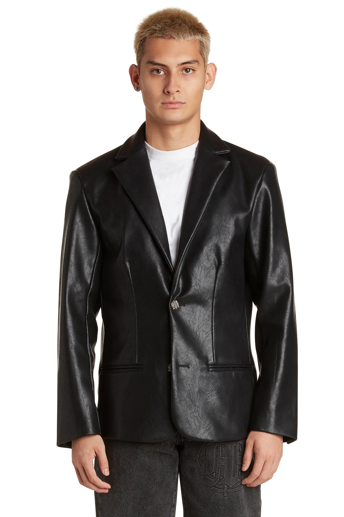 SKELETAL EMBOSSED LEATHER BLAZER - Image 3