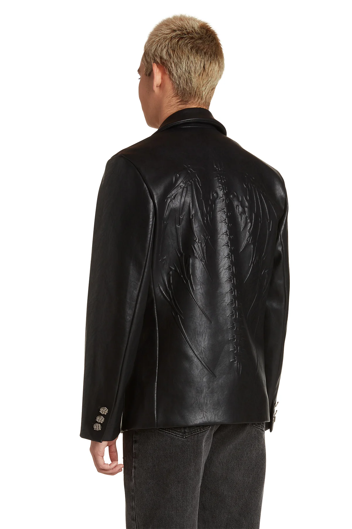 SKELETAL EMBOSSED LEATHER BLAZER - Image 5