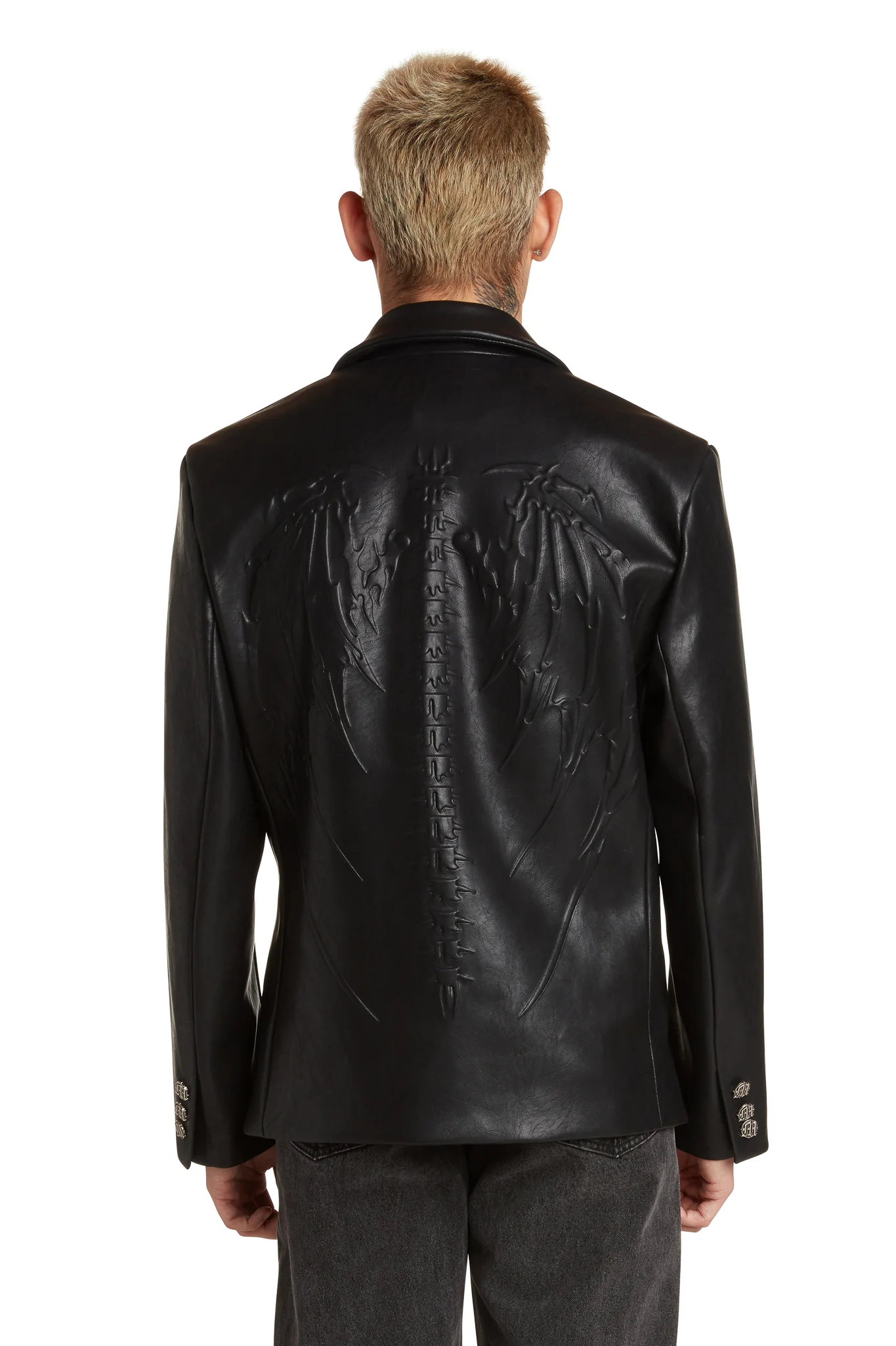 SKELETAL EMBOSSED LEATHER BLAZER - Image 6