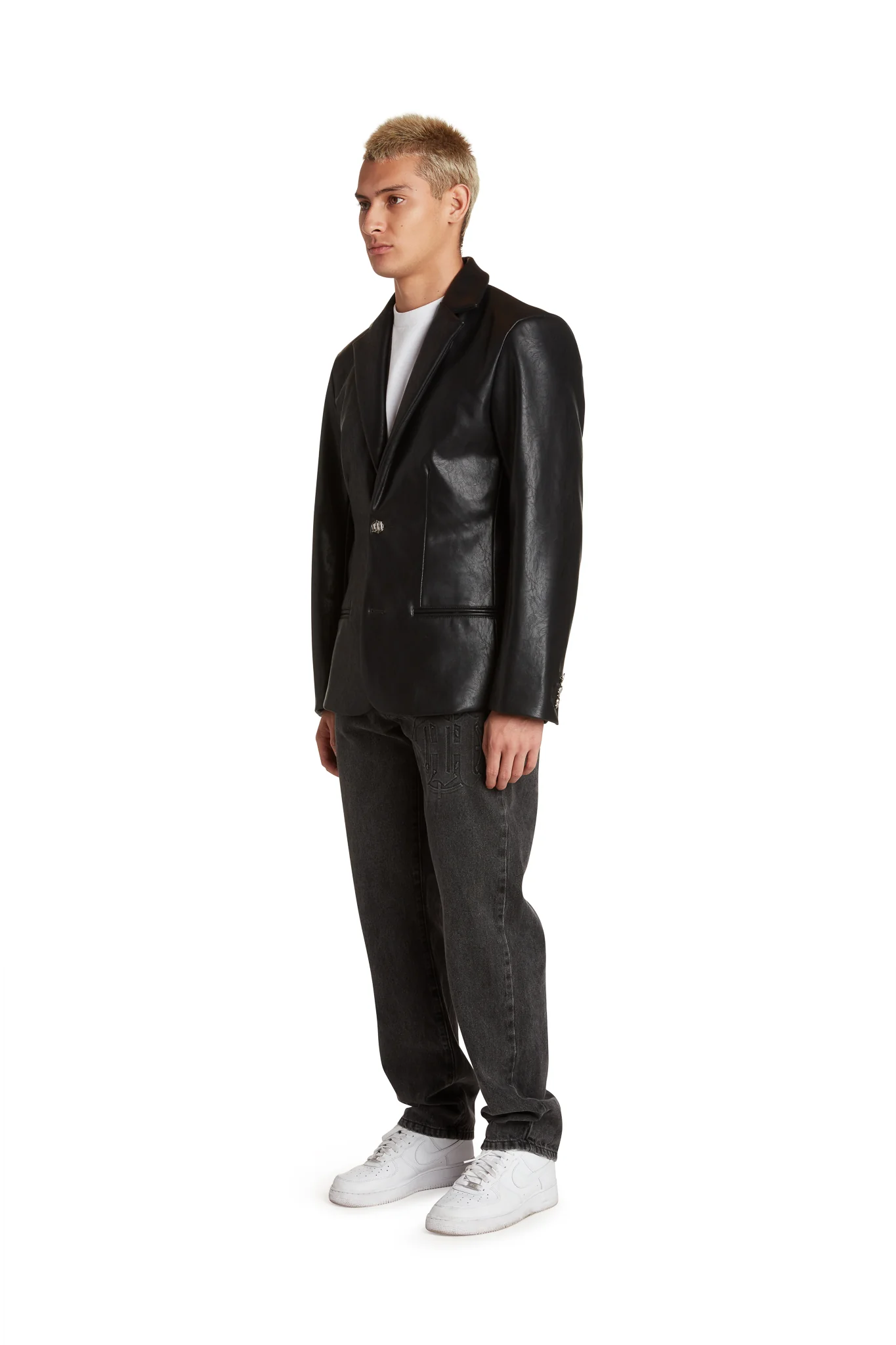 SKELETAL EMBOSSED LEATHER BLAZER - Image 7