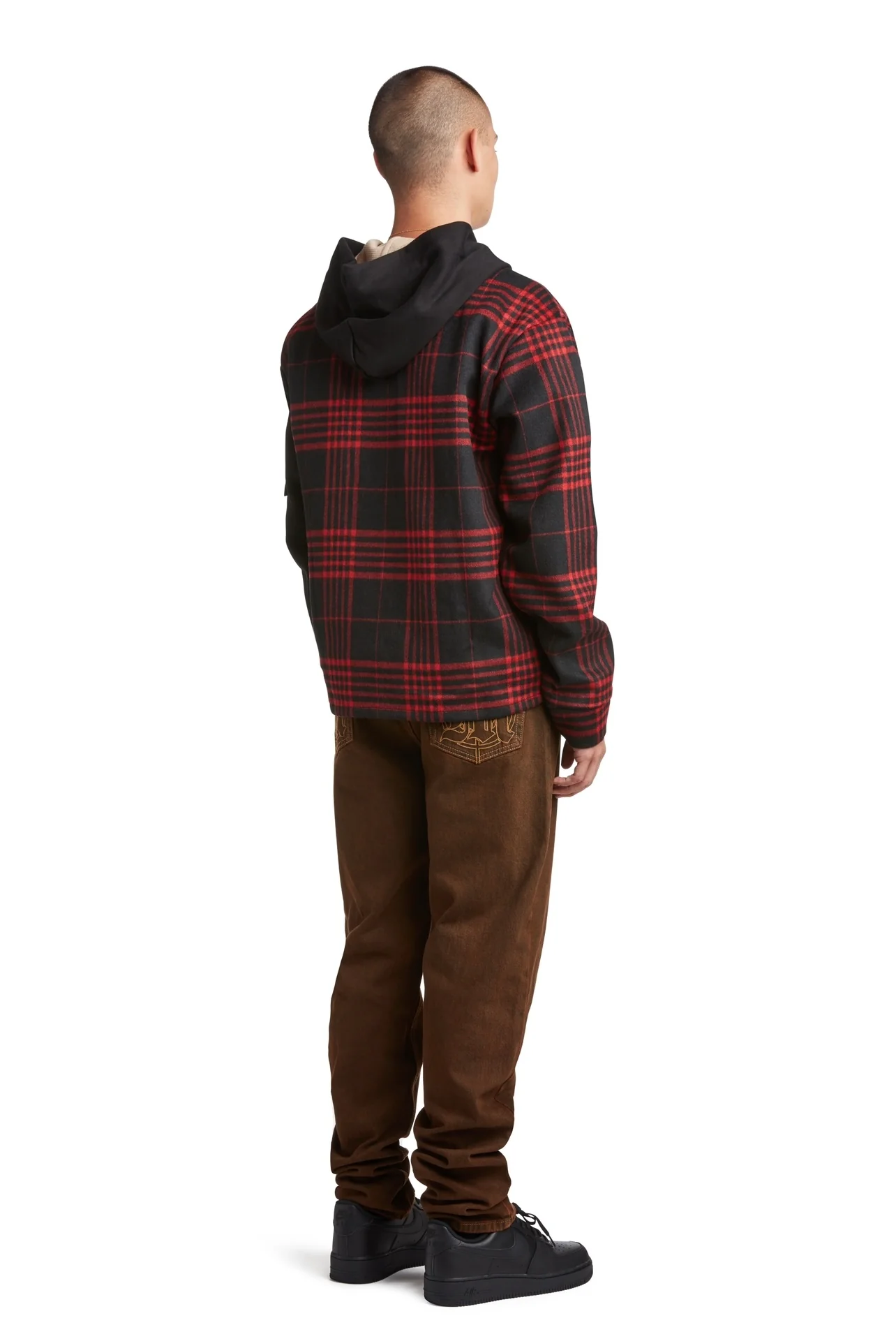 MENACE SPLIT WOOL PLAID FRENCH TERRY HOODIE - Image 5