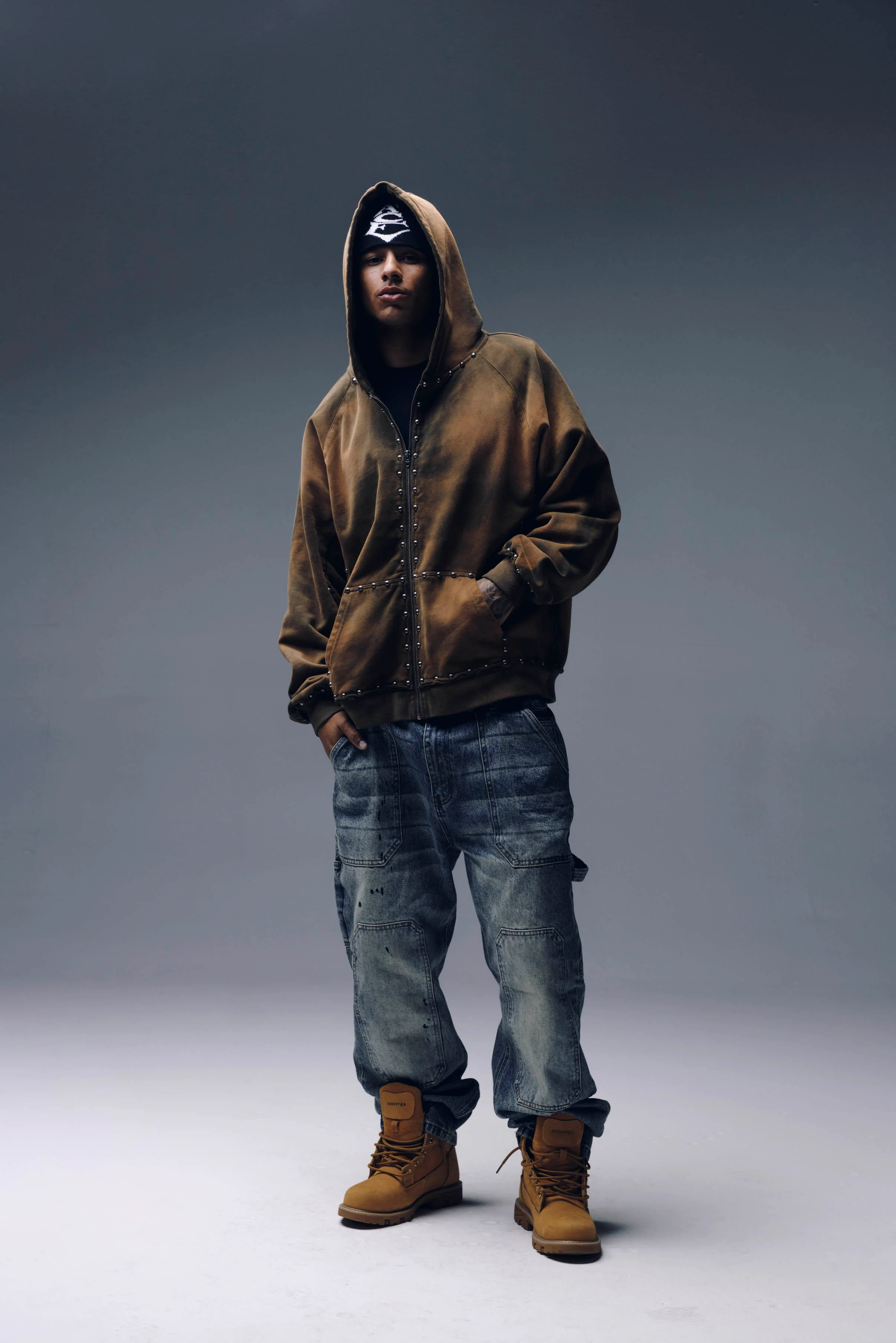 METAL RIVET ZIP-UP HOODIE - Image 5