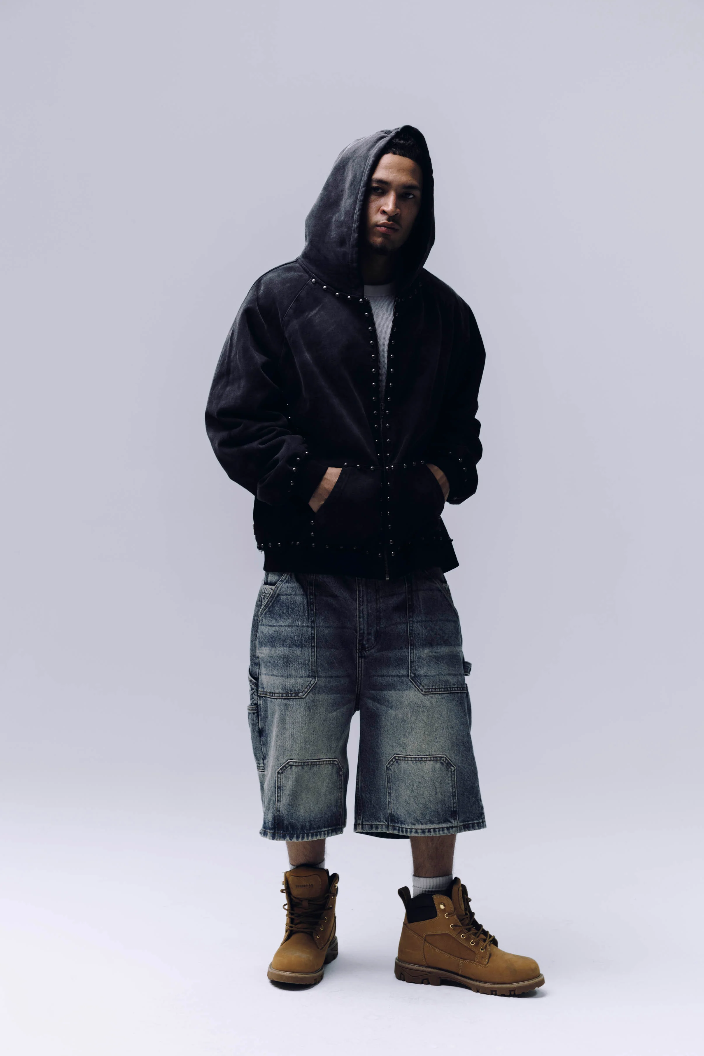 METAL RIVET ZIP-UP HOODIE - Image 5