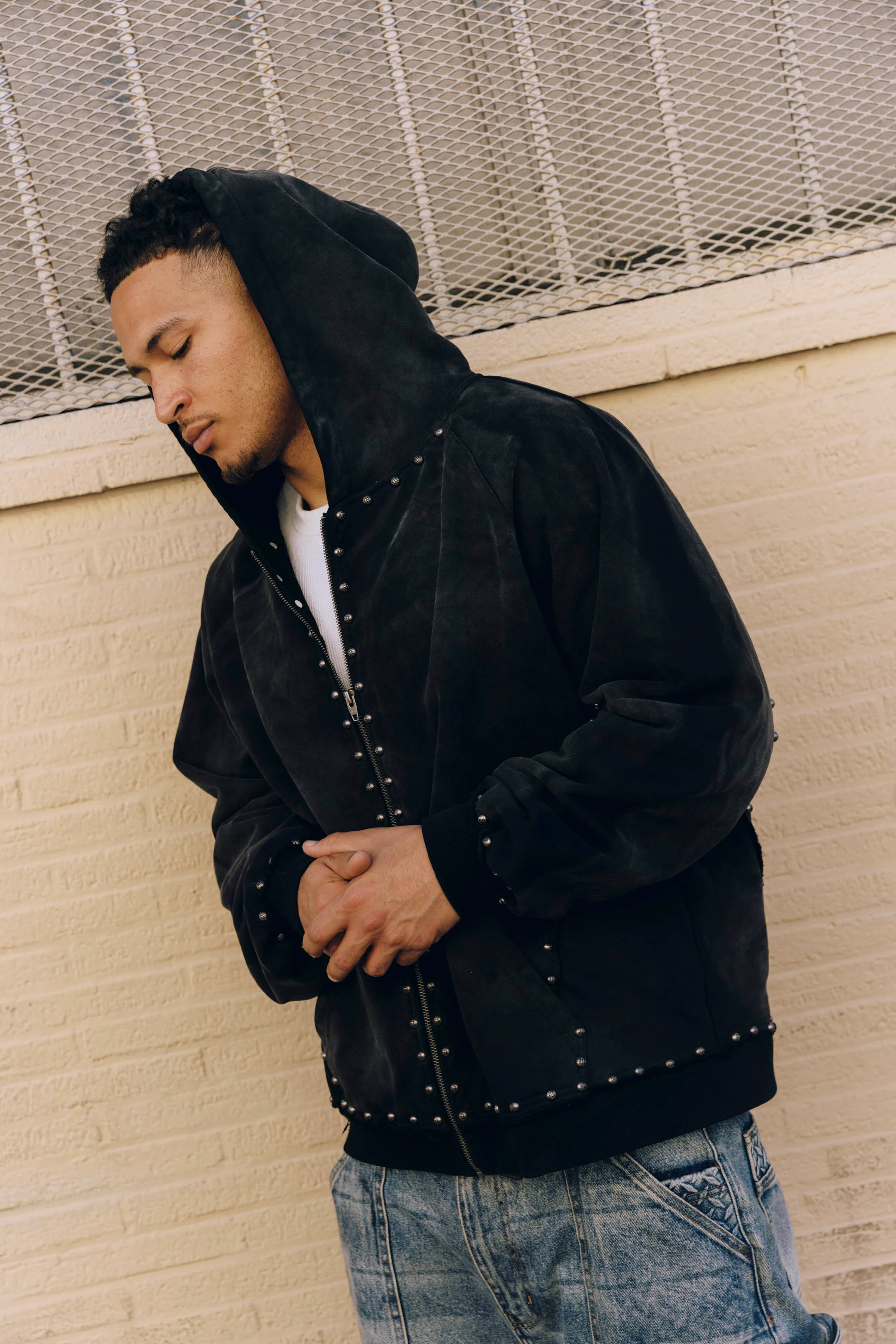 METAL RIVET ZIP-UP HOODIE - Image 8