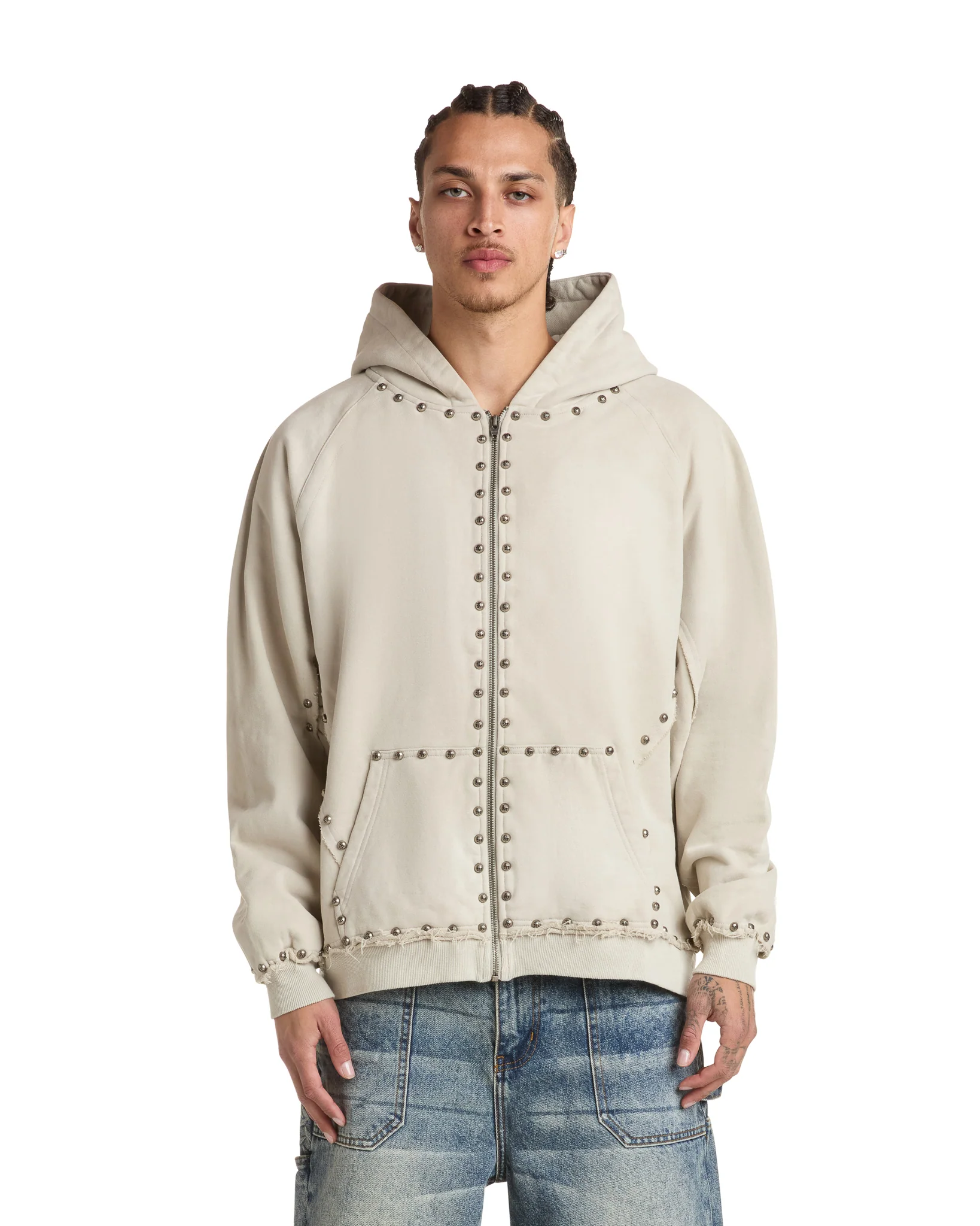 METAL RIVET ZIP-UP HOODIE - Image 4