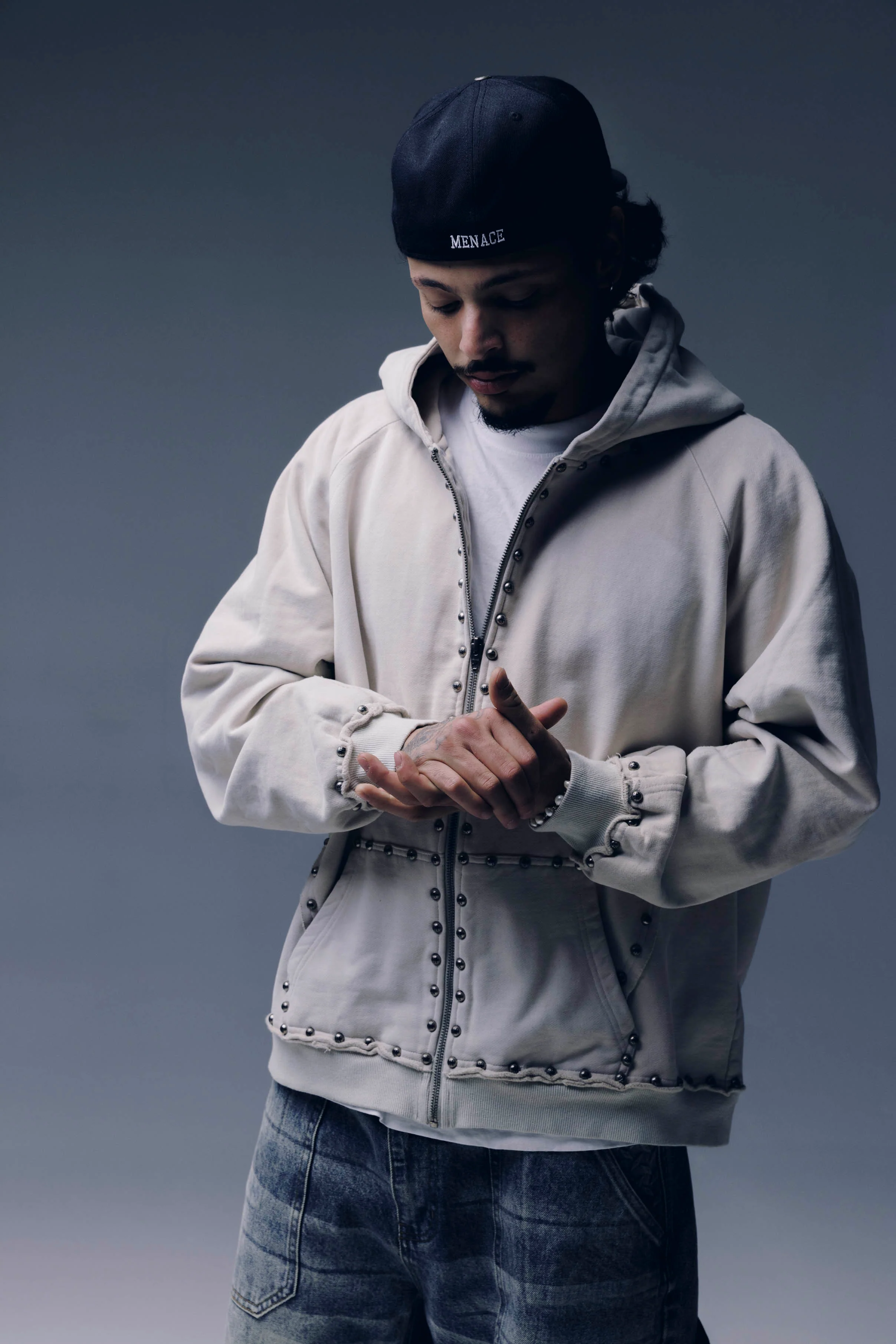 METAL RIVET ZIP-UP HOODIE - Image 7