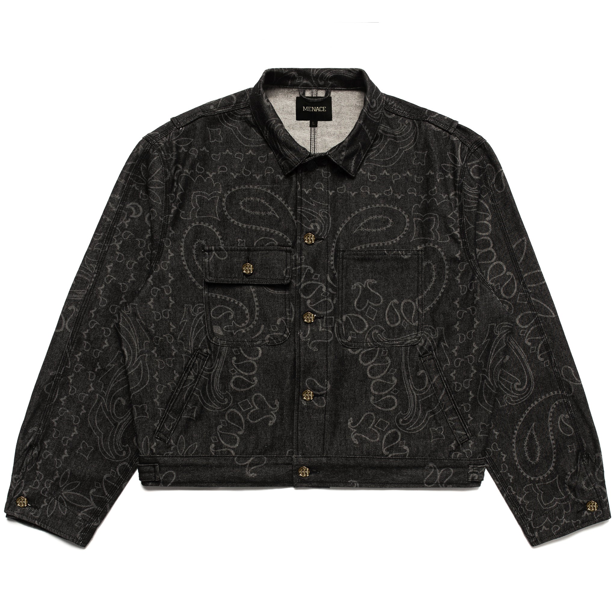 LASER ENGRAVED PAISLEY DENIM JACKET