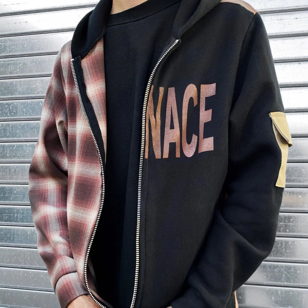 SPLIT PLAID FLEECE HOODIE - Image 6