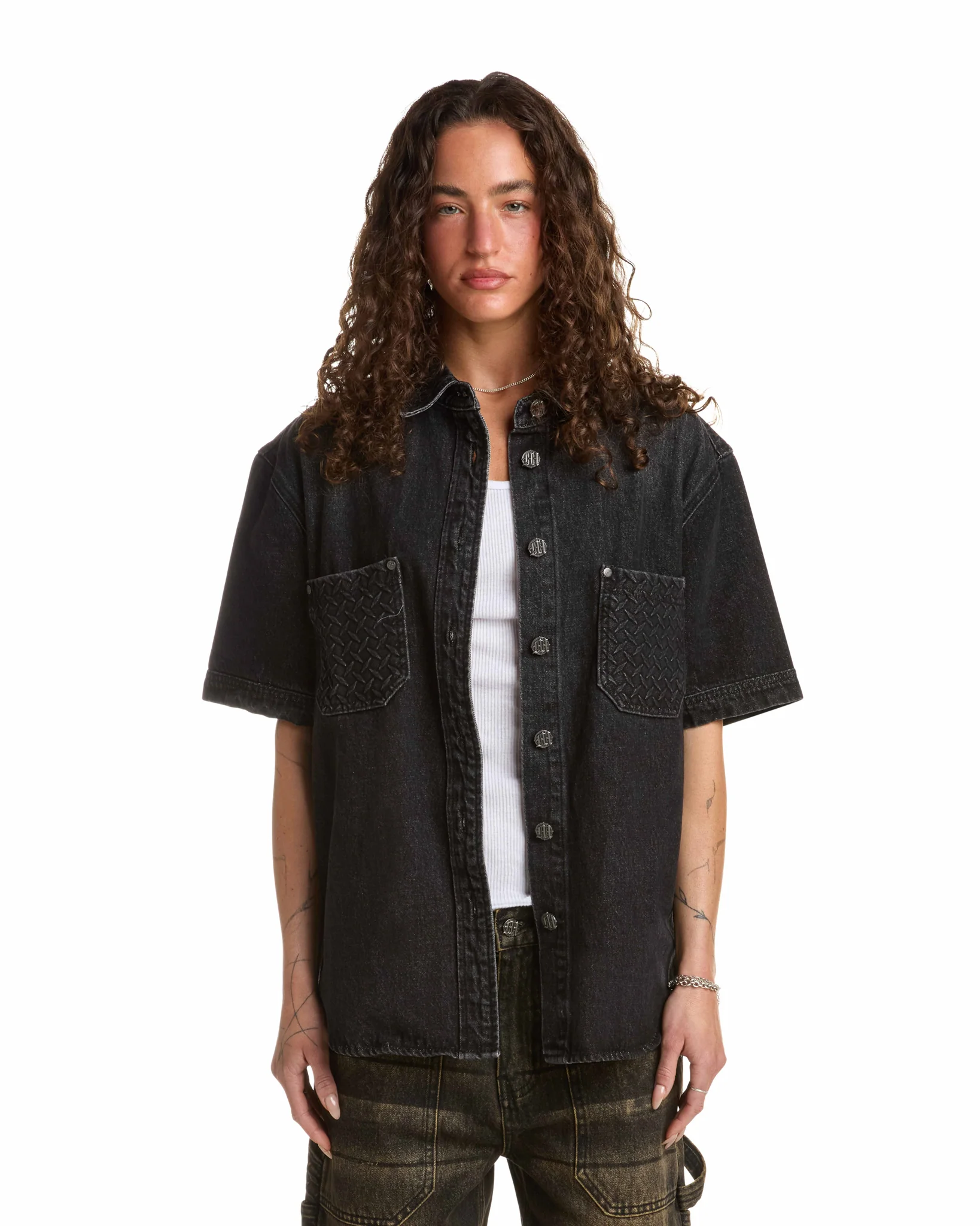 STEEL EMBOSSED DENIM WORK SHIRT - Image 3