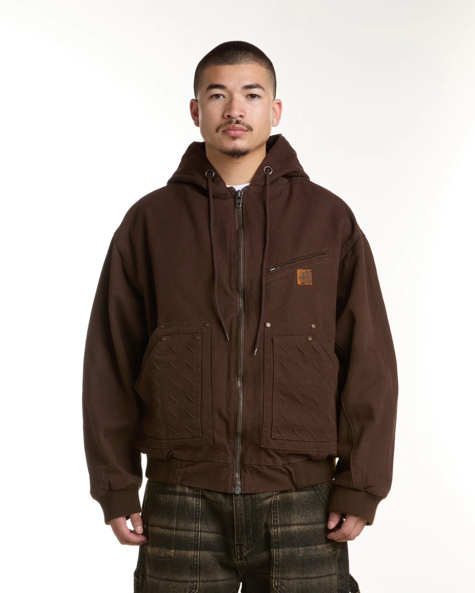 STEEL EMBOSSED CANVAS HOODED JACKET - Image 3