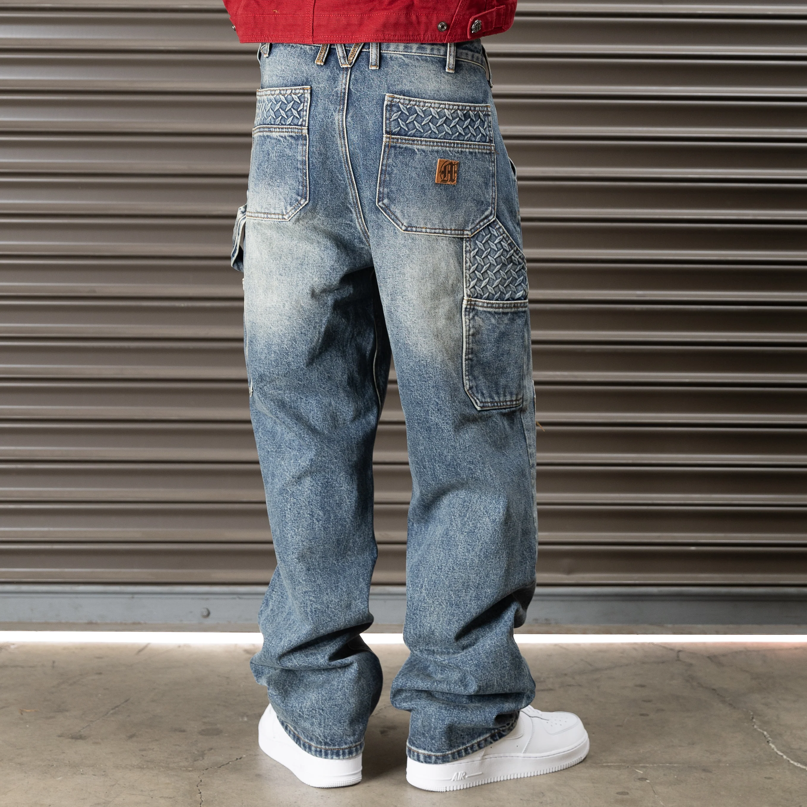 STEEL EMBOSSED DENIM CARPENTER PANTS - Image 6
