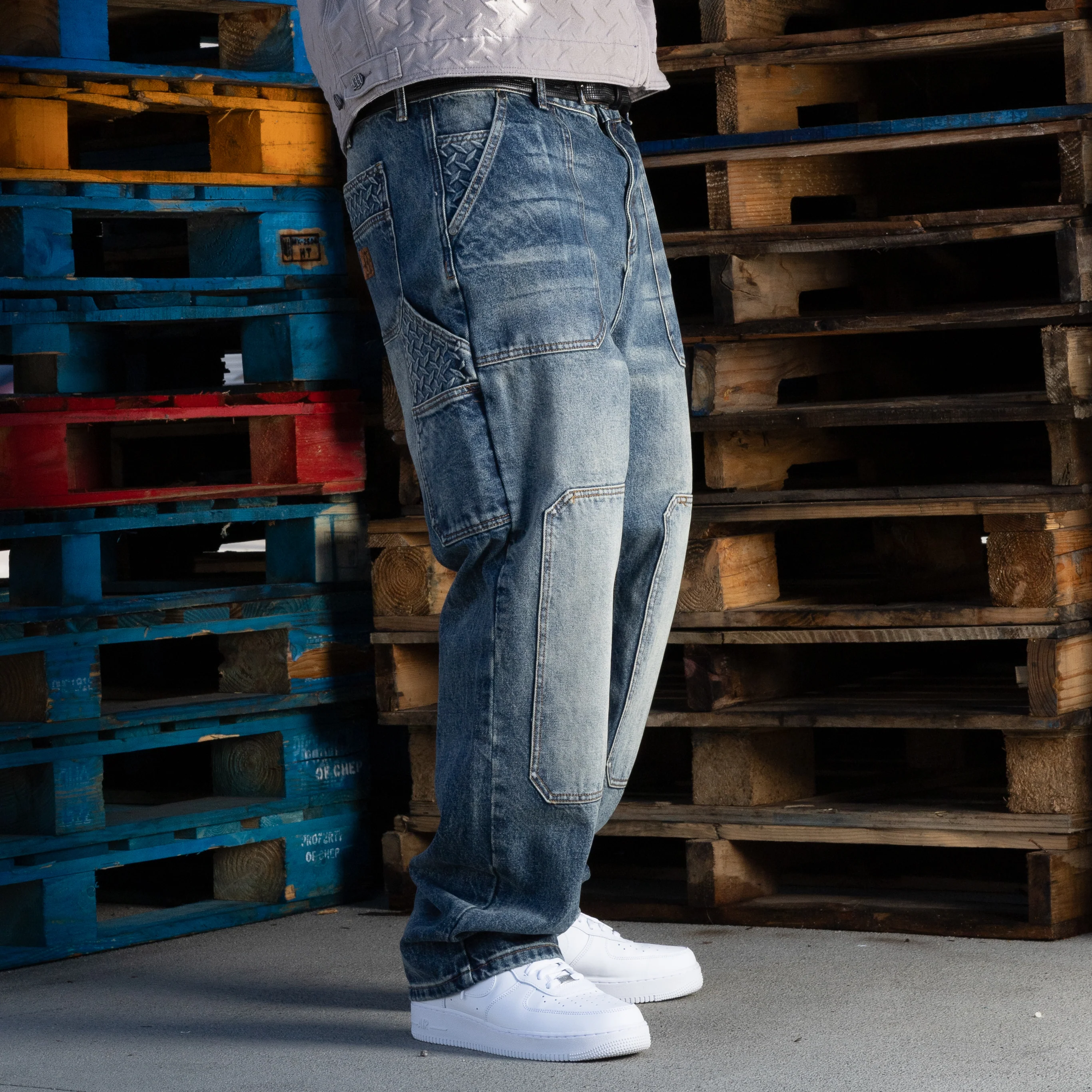STEEL EMBOSSED DENIM CARPENTER PANTS - Image 9